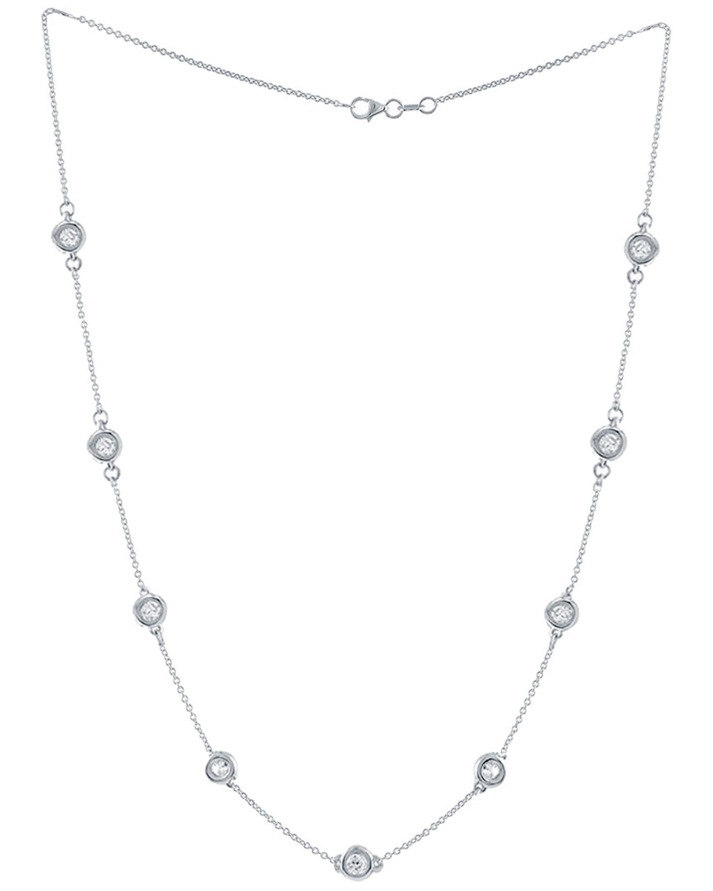 14 kt white gold diamonds-by-the-yard necklace featuring 2.26 cts tw white round diamonds