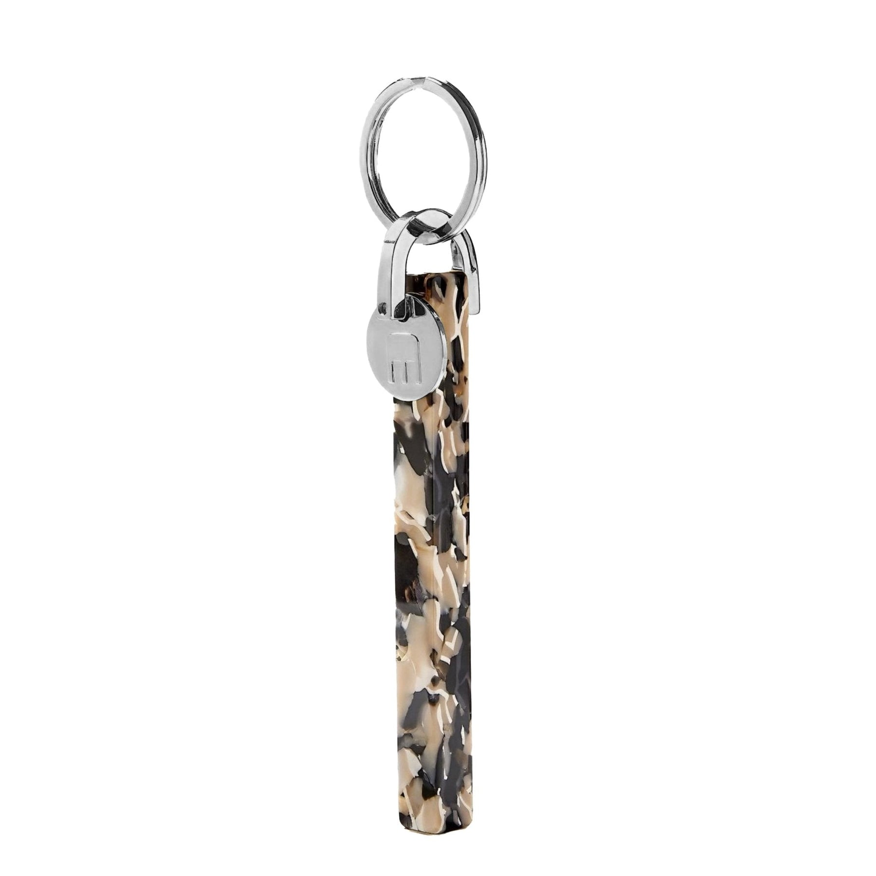 Bar Keychain in Abalone - Silver