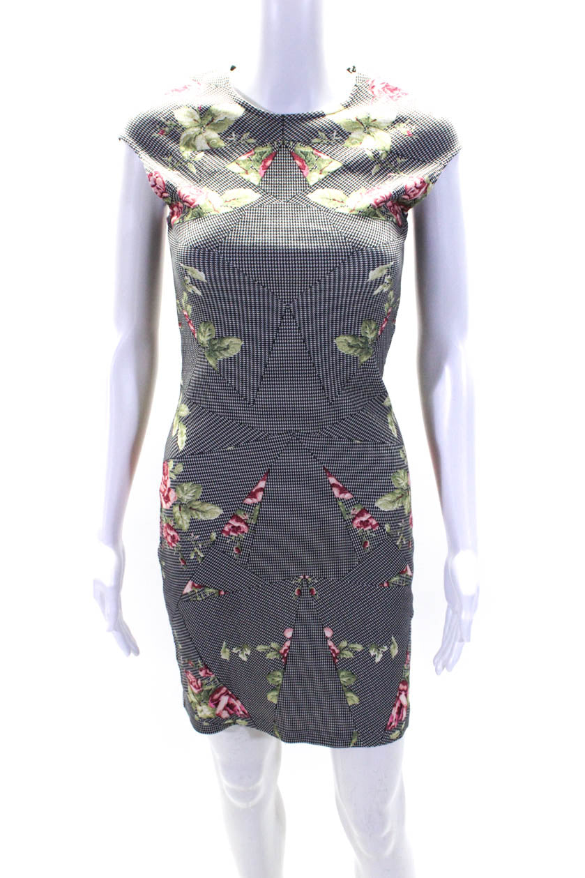 Alexander McQueen Womens Floral Print Dress Black White 7833620414524