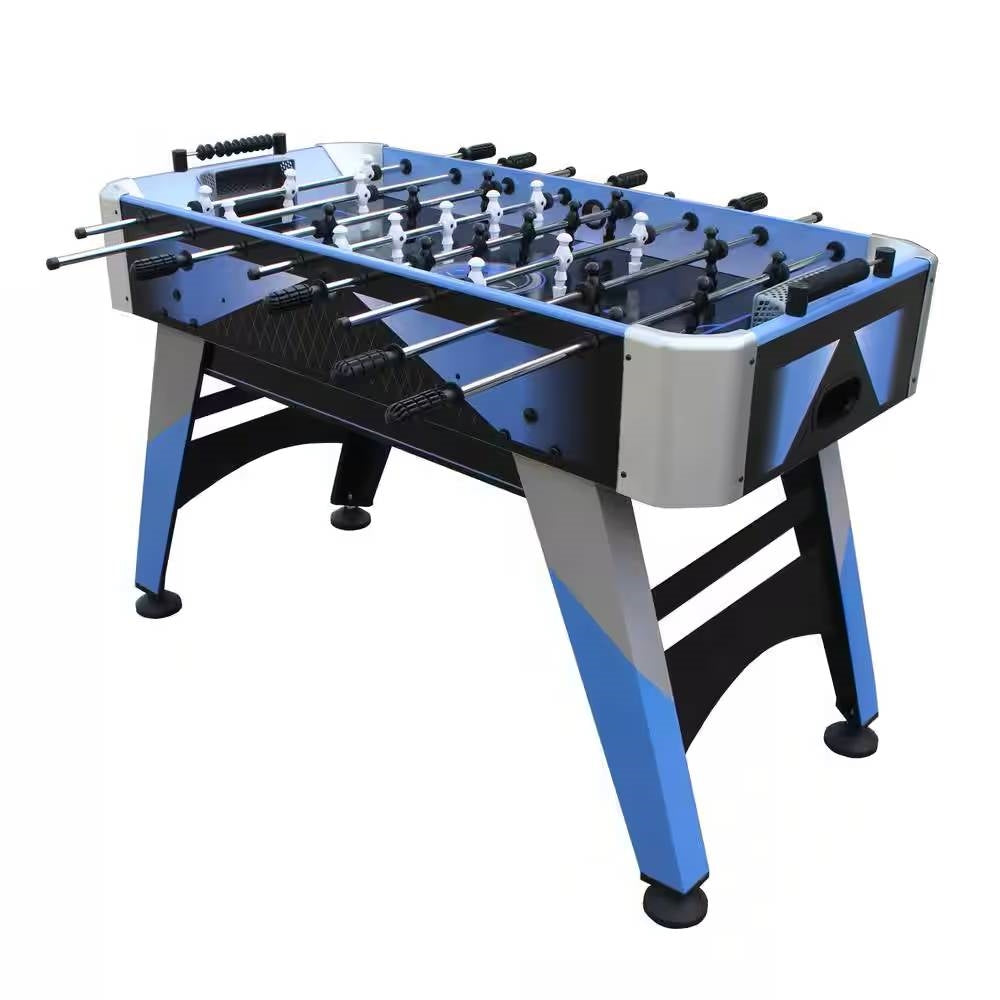 Blue Grey Black 4-foot Foosball Table with Abacus Scorers and 2 Balls 7707783888956