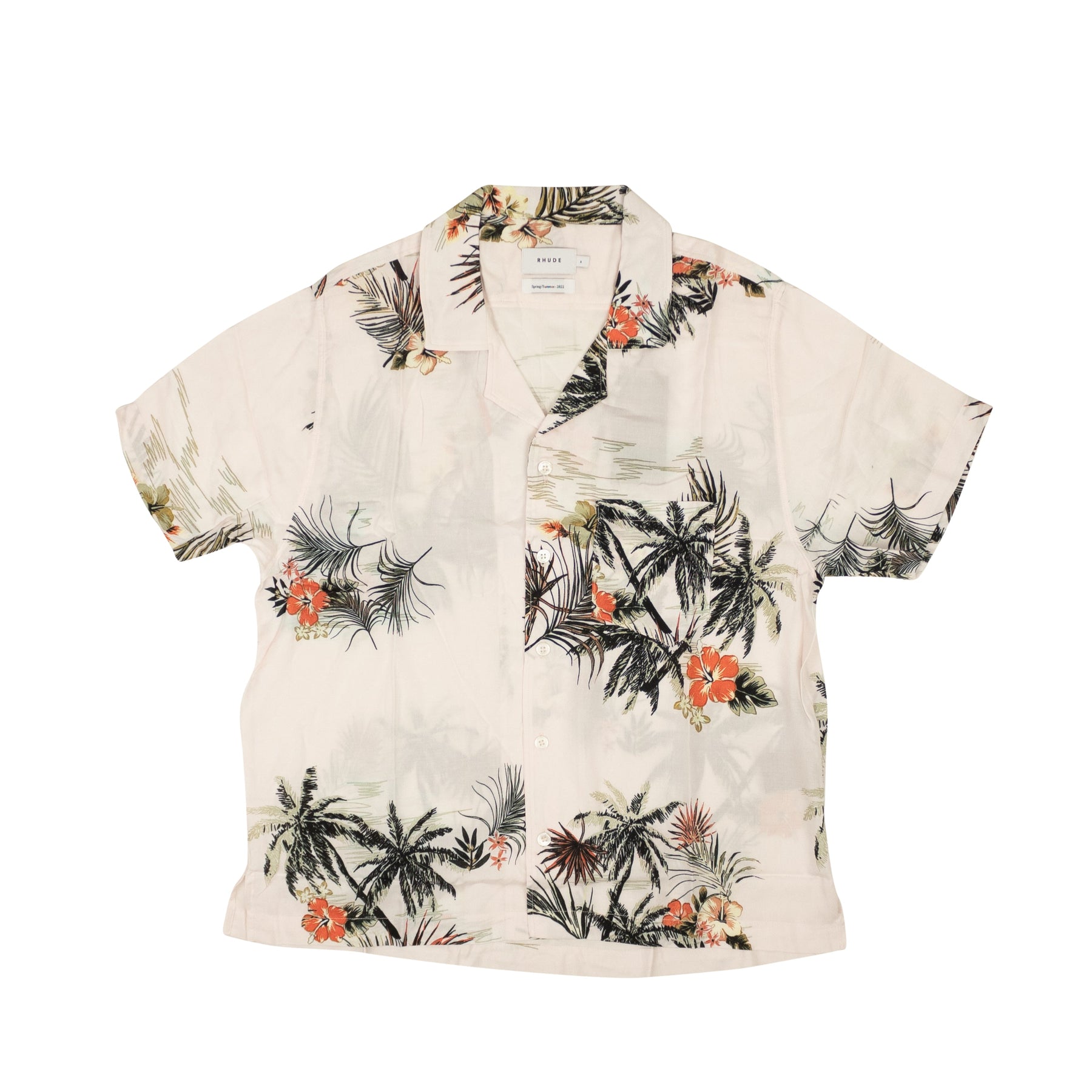 White Multicolored Cotton Hawiian Shirt
