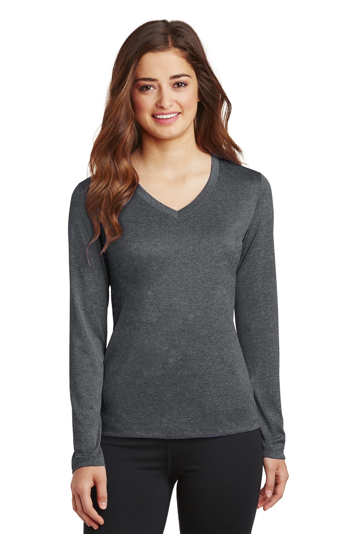 Sport-Tek Women's Long Sleeve Heather Contender V-Neck Tee LST360LS