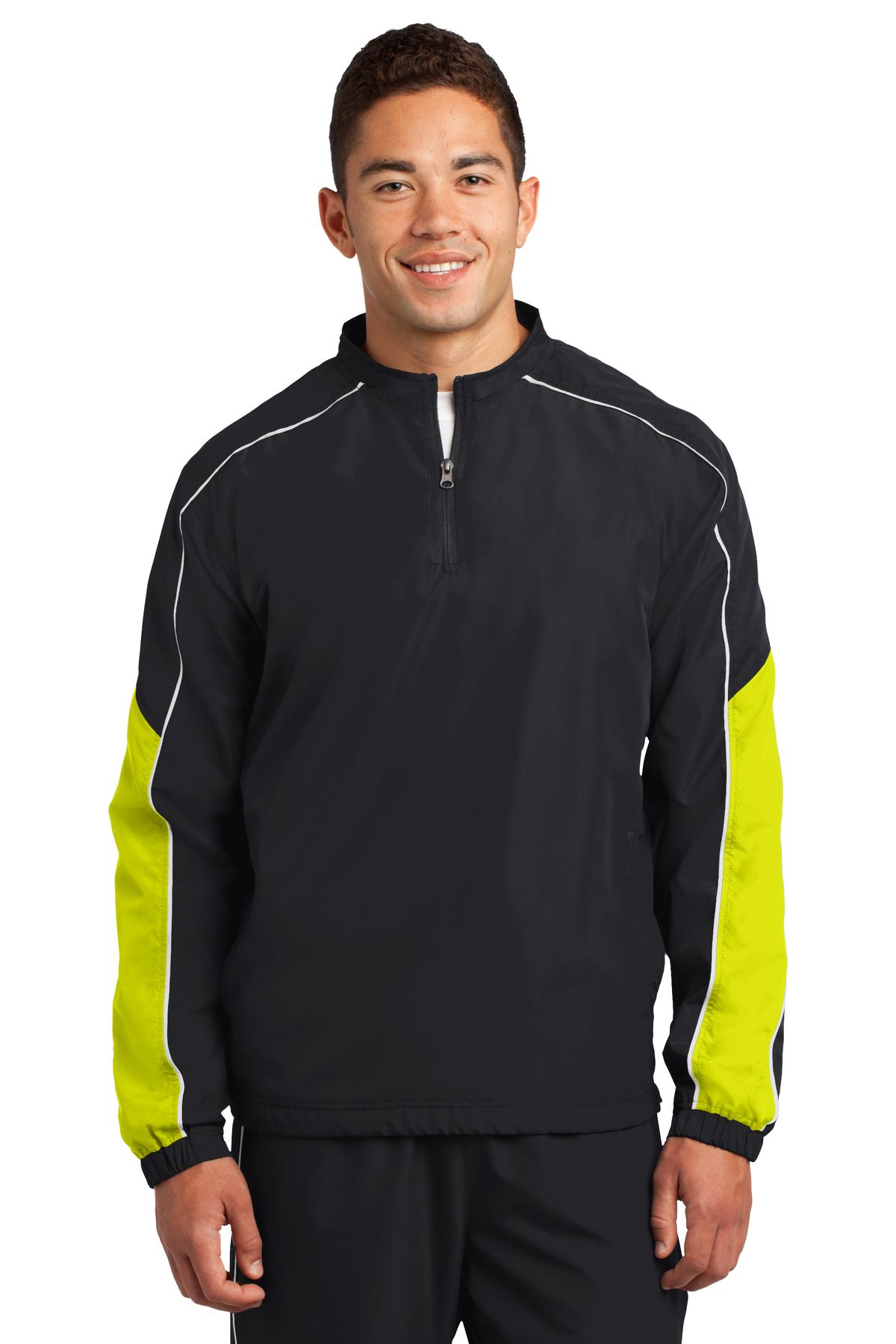 Sport-Tek Men's Piped Colorblock 1/4-Zip Wind Shirt. JST64