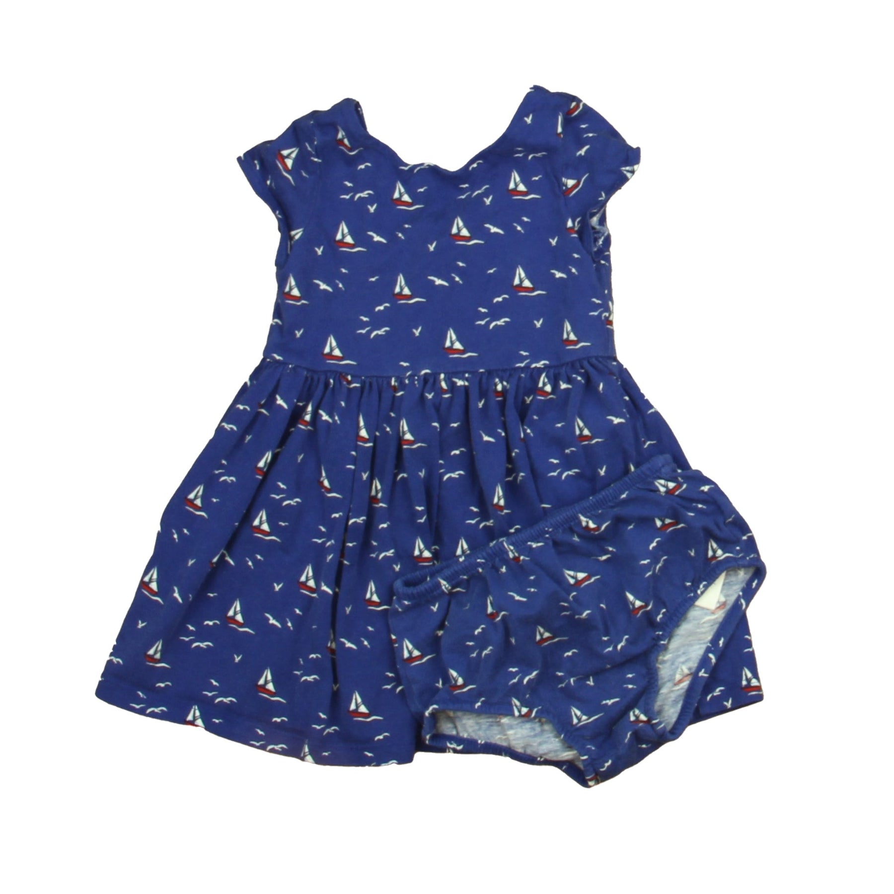 Ralph Lauren Girls Blue Sailboats Dress 7805862838332