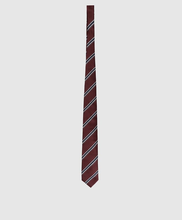 Brunello Cucinelli Diagonal Stripe Print Burgundy Men's Tie