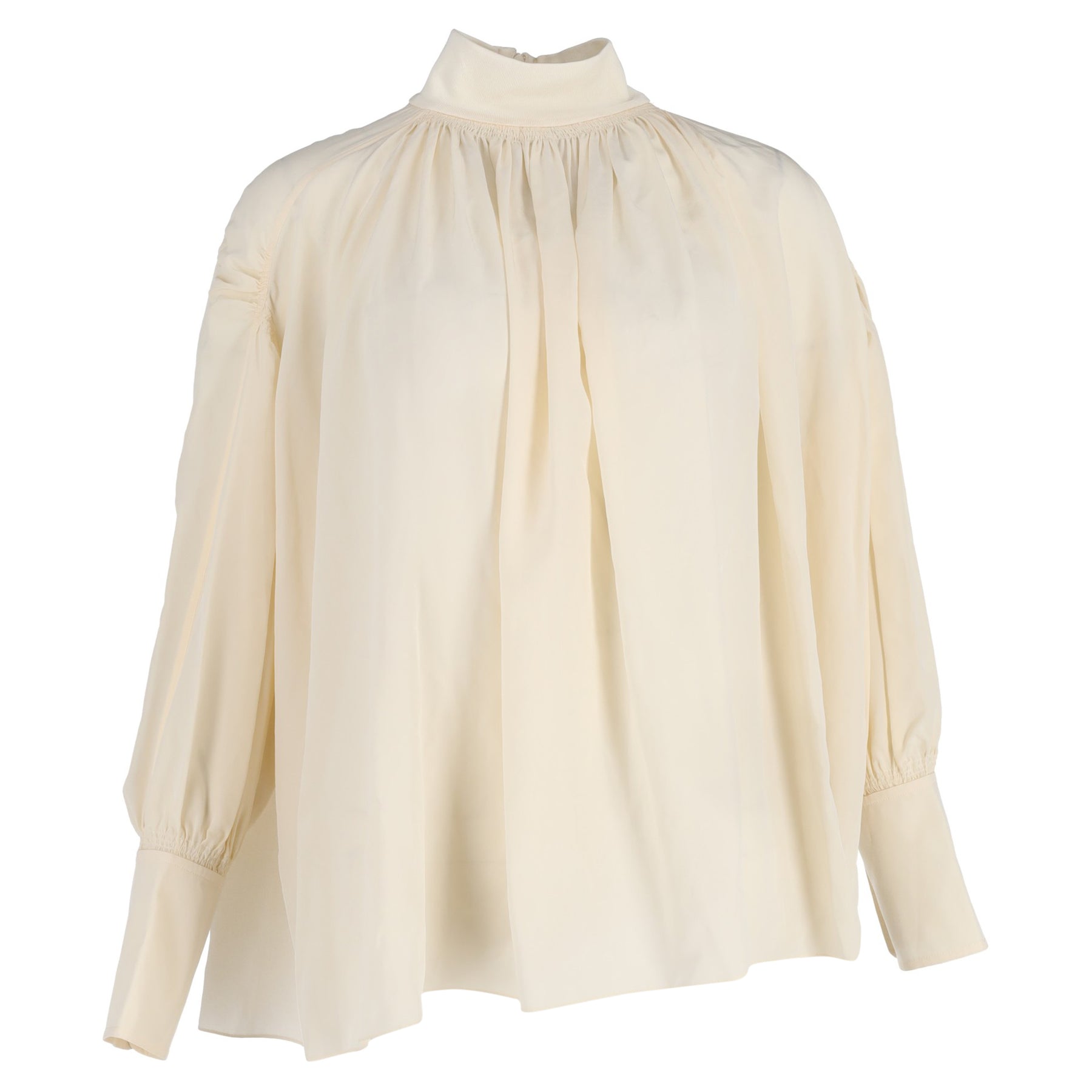 Chloé High Neck Tunic Blouse in Ivory Silk 7748622221372