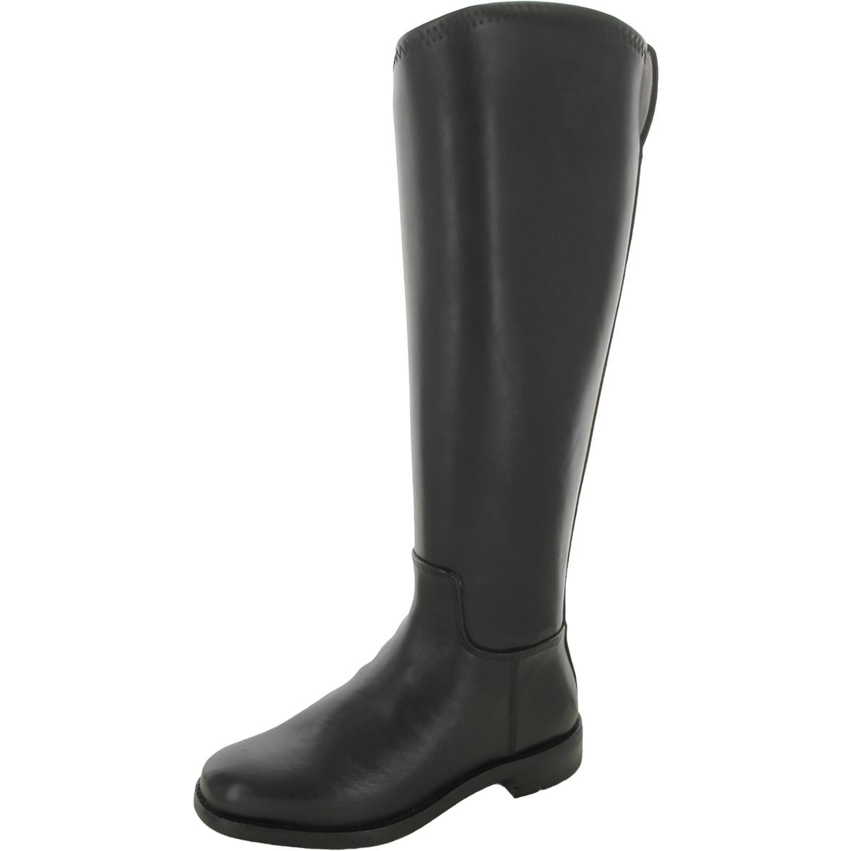 Leather Round Toe Knee-High Boots