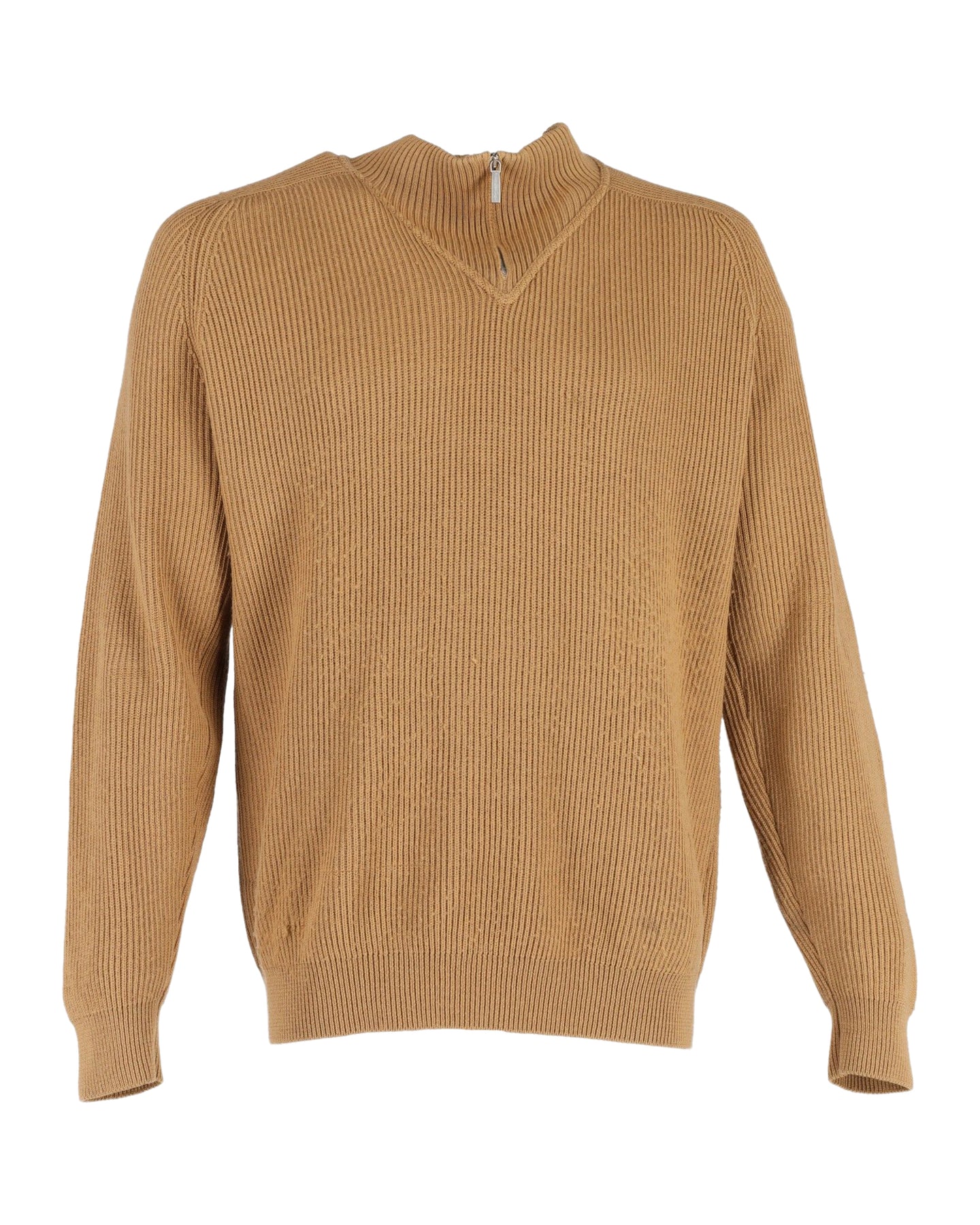 Zegna Half Zip Sweater in Brown Wool 7748747722812