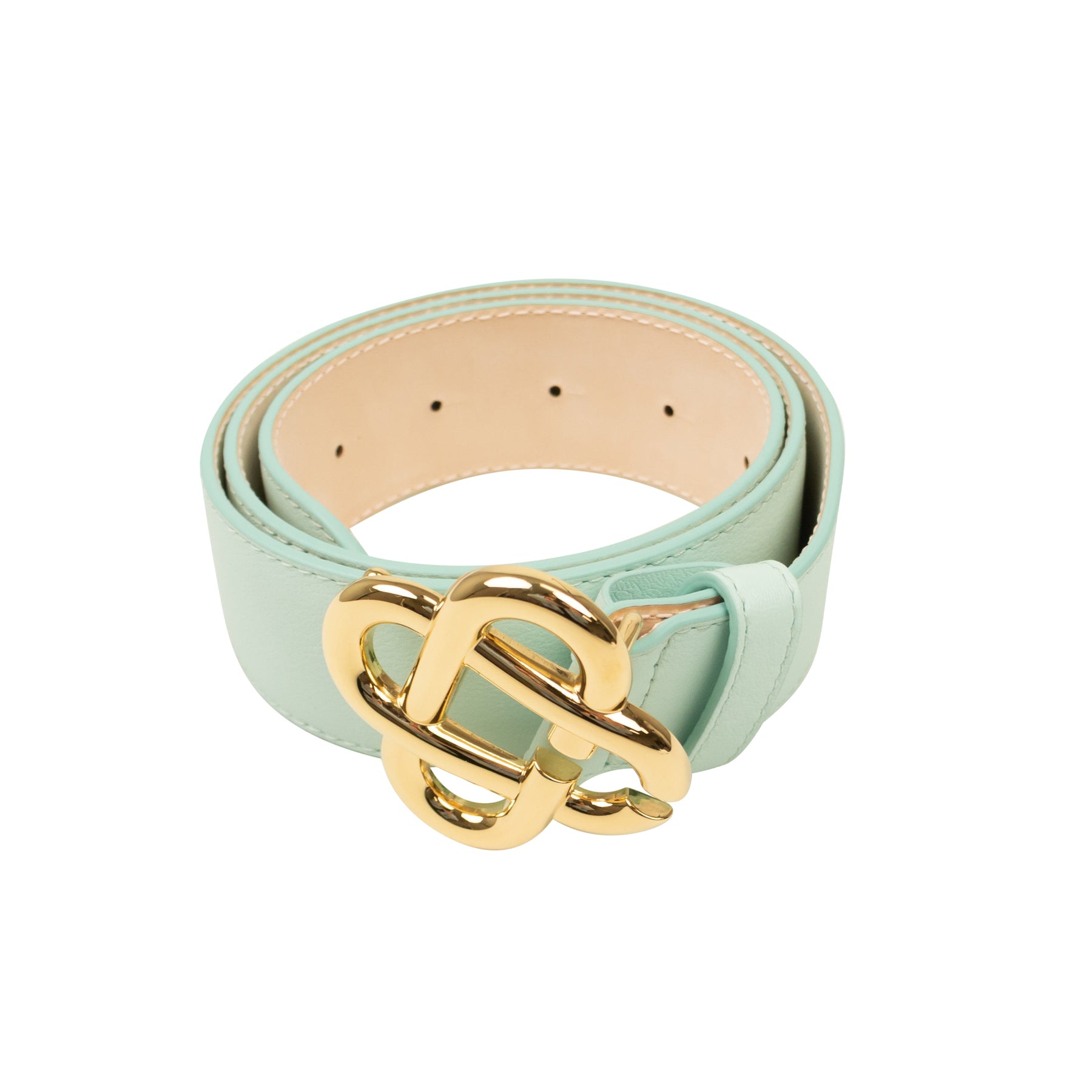 Mint Green Leather CC Logo Buckle Belt