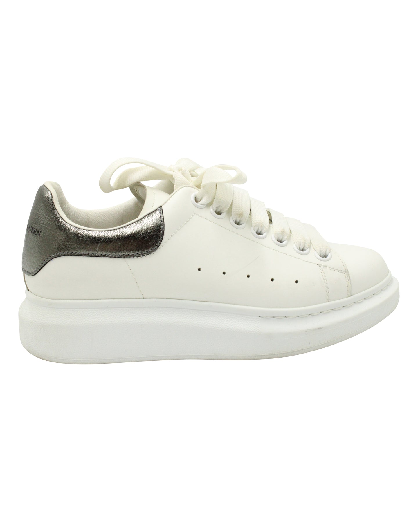 Alexander McQueen Oversized Sneakers in White Calfskin Leather 7703691624508