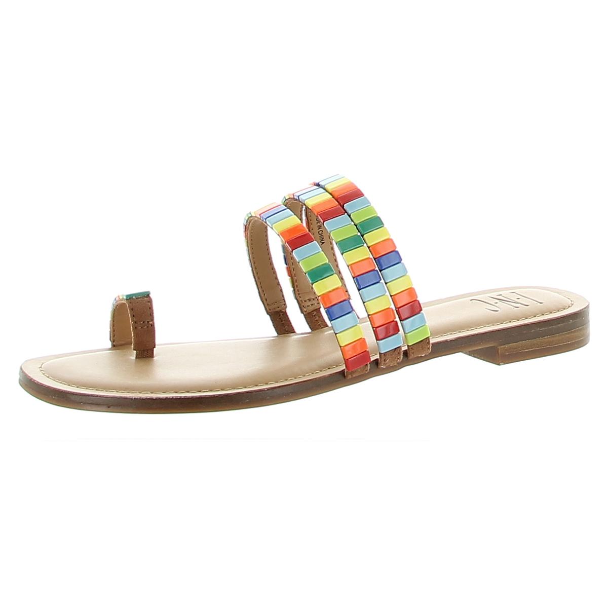 Beads Toe Loop Flat Sandals