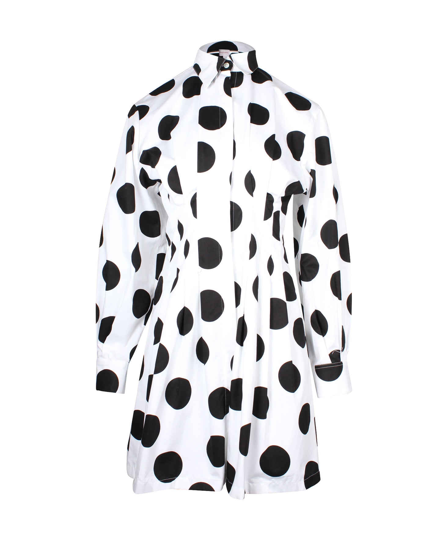 Carolina Herrera Oversized Polka Dot Shirt Dress in White and Black Cotton 7703678320700
