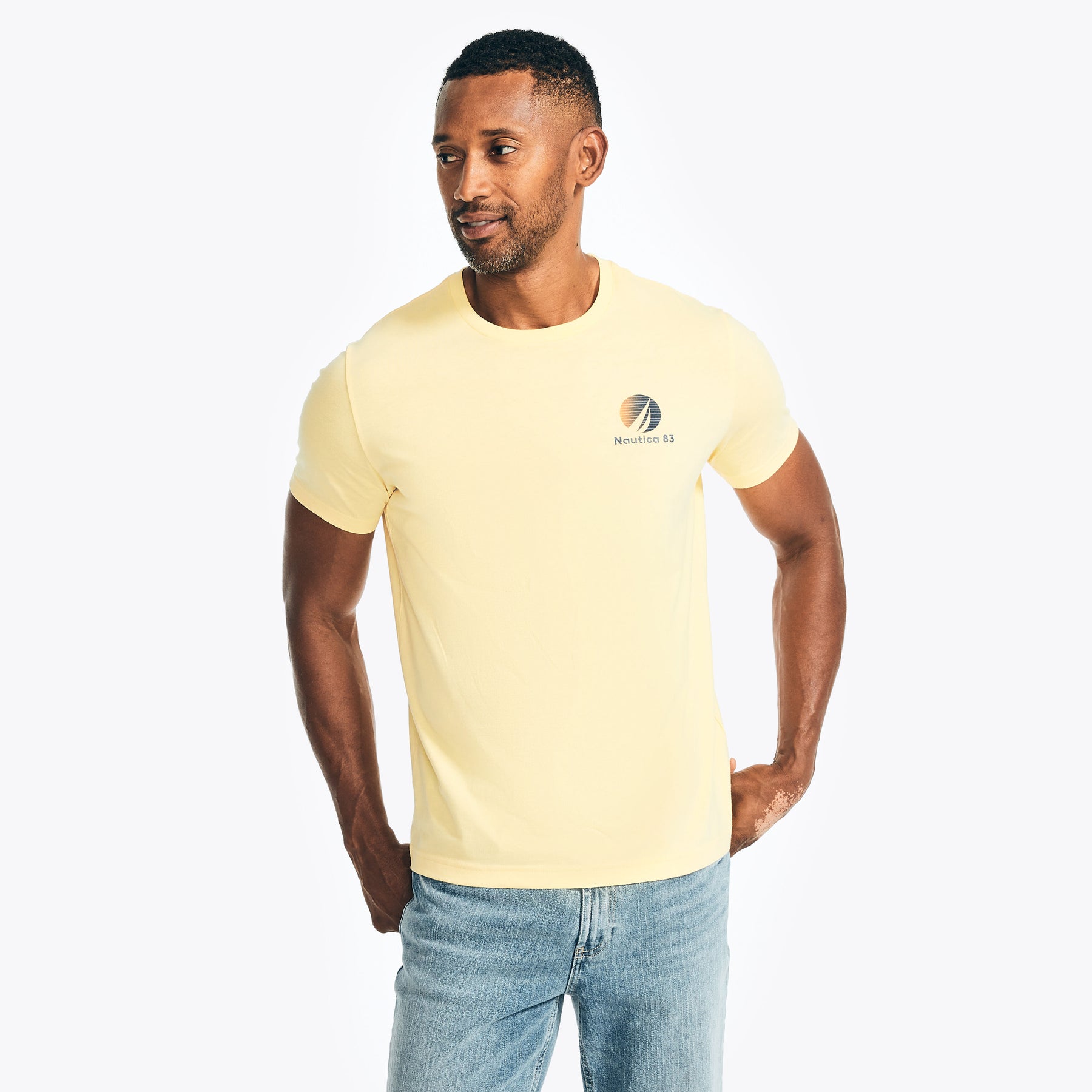 Nautica Mens Sustainably Crafted Sunset Vibes Graphic T-Shirt