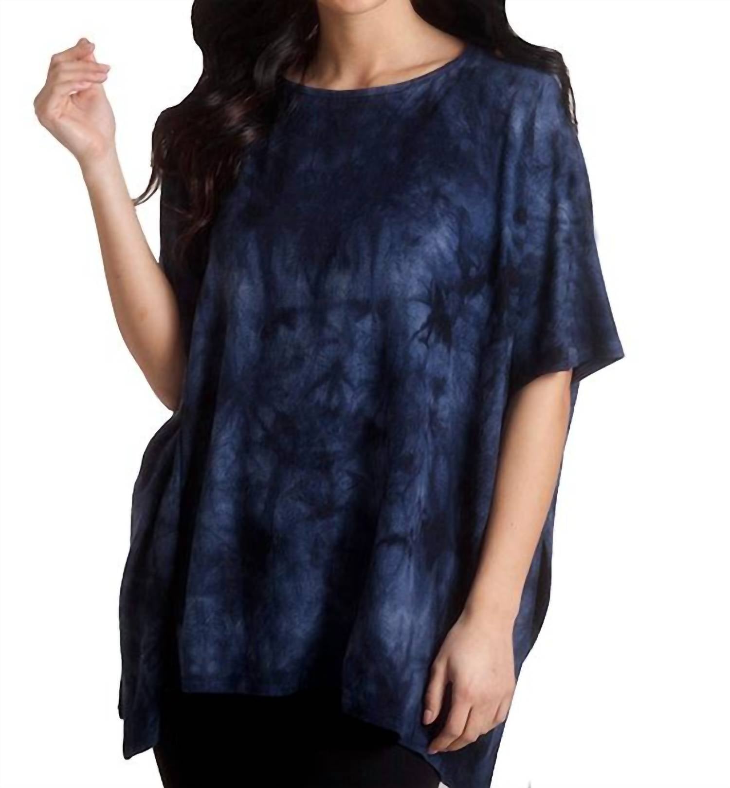 Super Soft Tie Dye Poncho In Denim