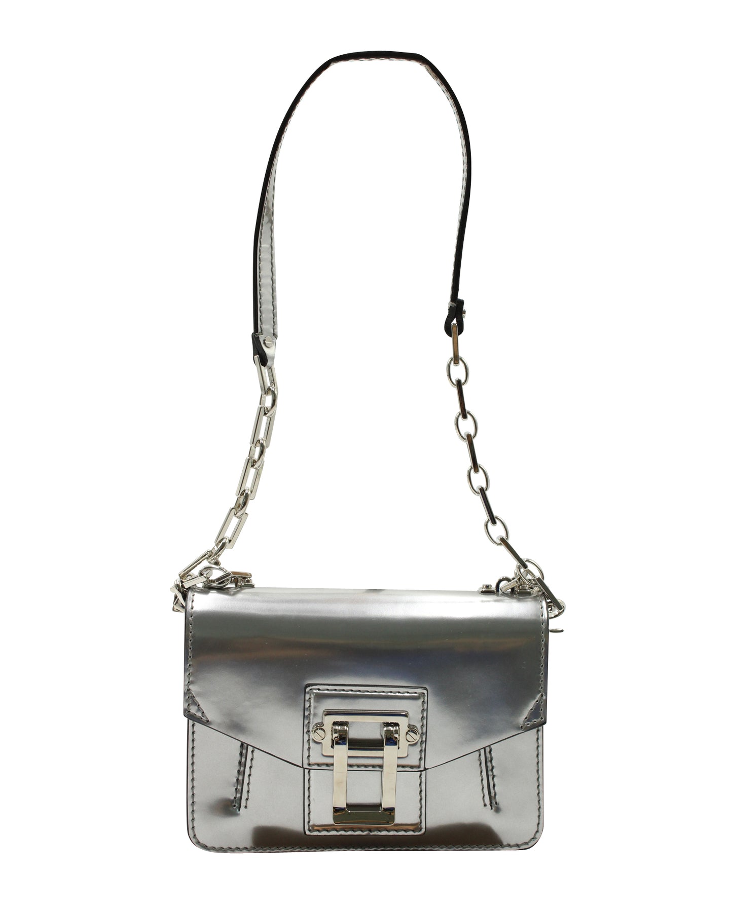 Proenza Schouler PS1 Mini Shoulder Bag in Silver Metallic Calfskin Leather 7764868956220