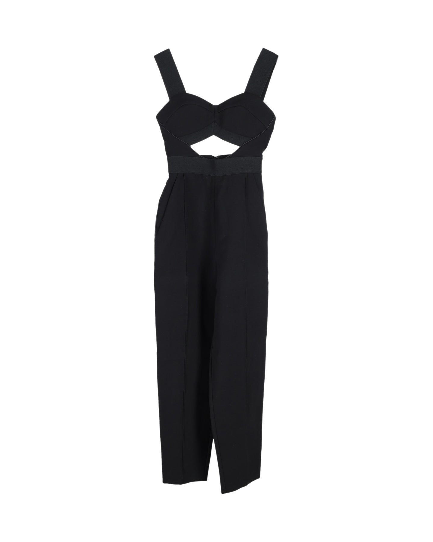 Self-Portrait Lulu Tapered Leg Jumpsuit in Black Polyester