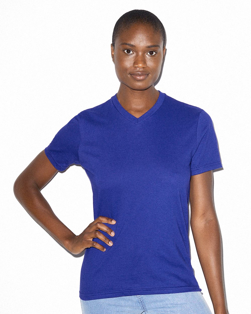 American Apparel Women'sFine Jersey Classic V-Neck Tee