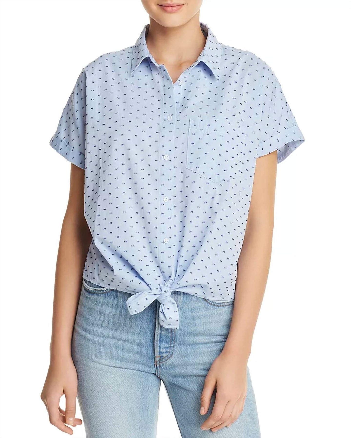 Chrystie Top In Blue Dotted