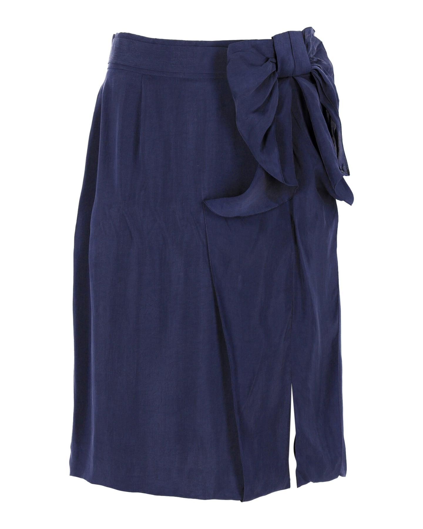 Red Valentino Bow Skirt in Navy Blue Cupro 7748716920892