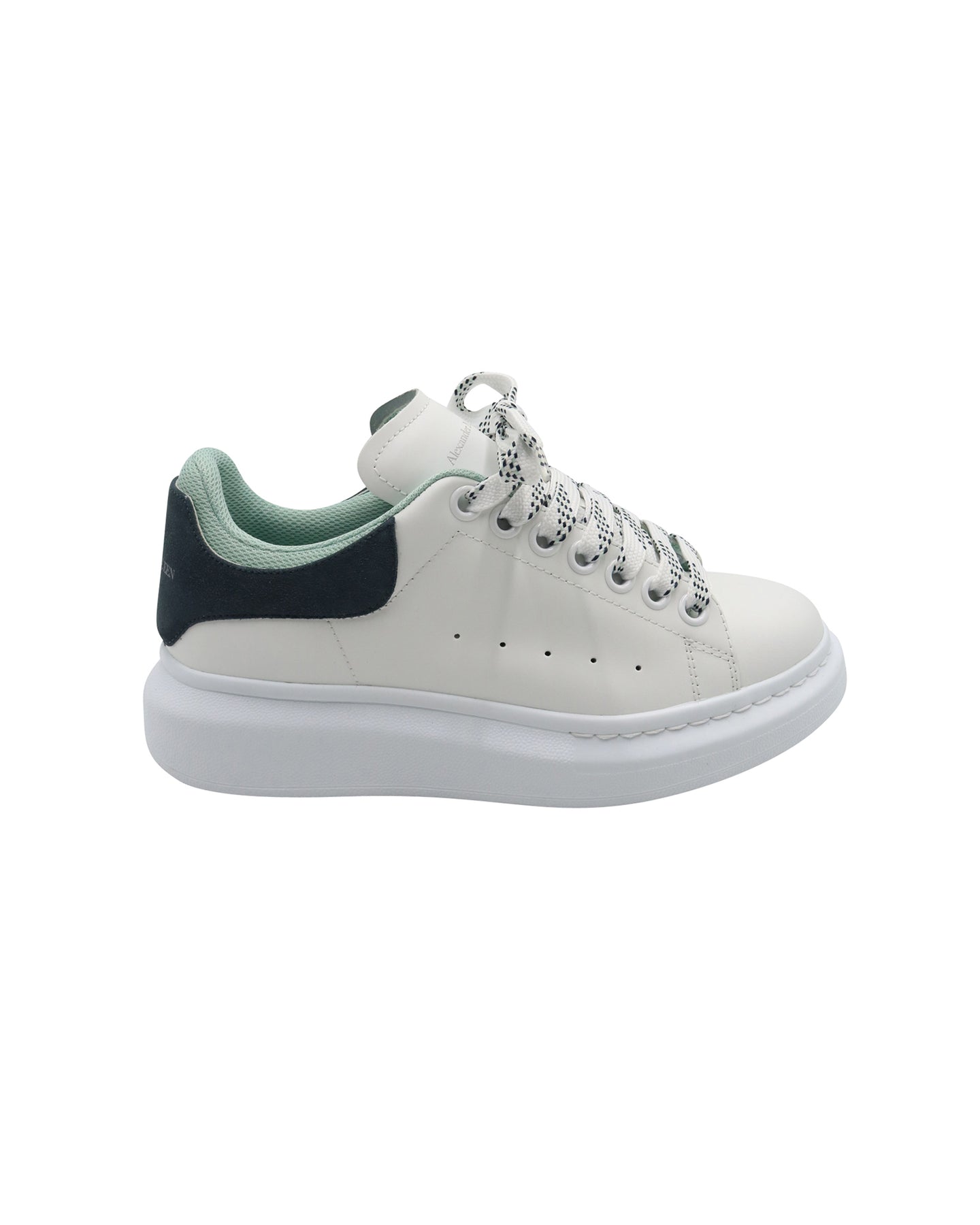 Alexander McQueen Oversized Sneakers in White and Forest Green Leather 7703700013116