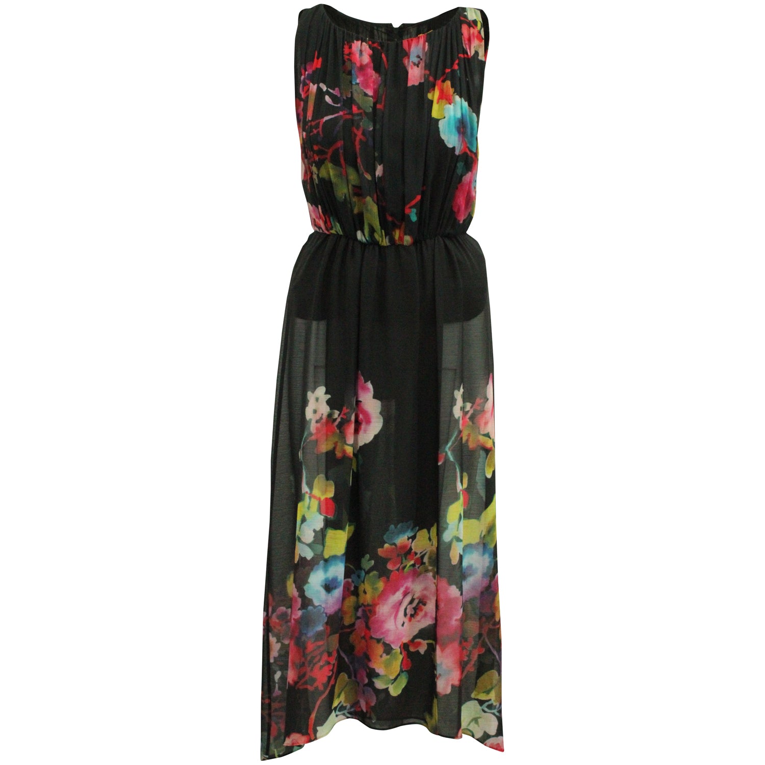 Alice + Olivia Aron Floral-Print Maxi Dress in Black Polyester 7764867874876