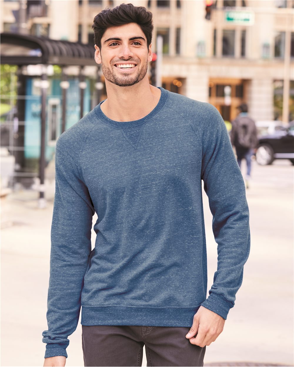 JERZEES Men's Snow Heather French Terry Raglan Crew Sweatshirt 91M