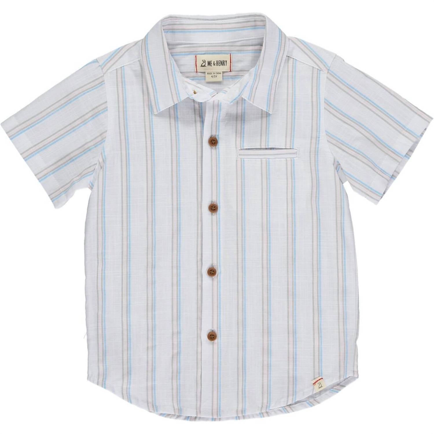 Boy's Newport Button Down Shirt In Cool Stripe