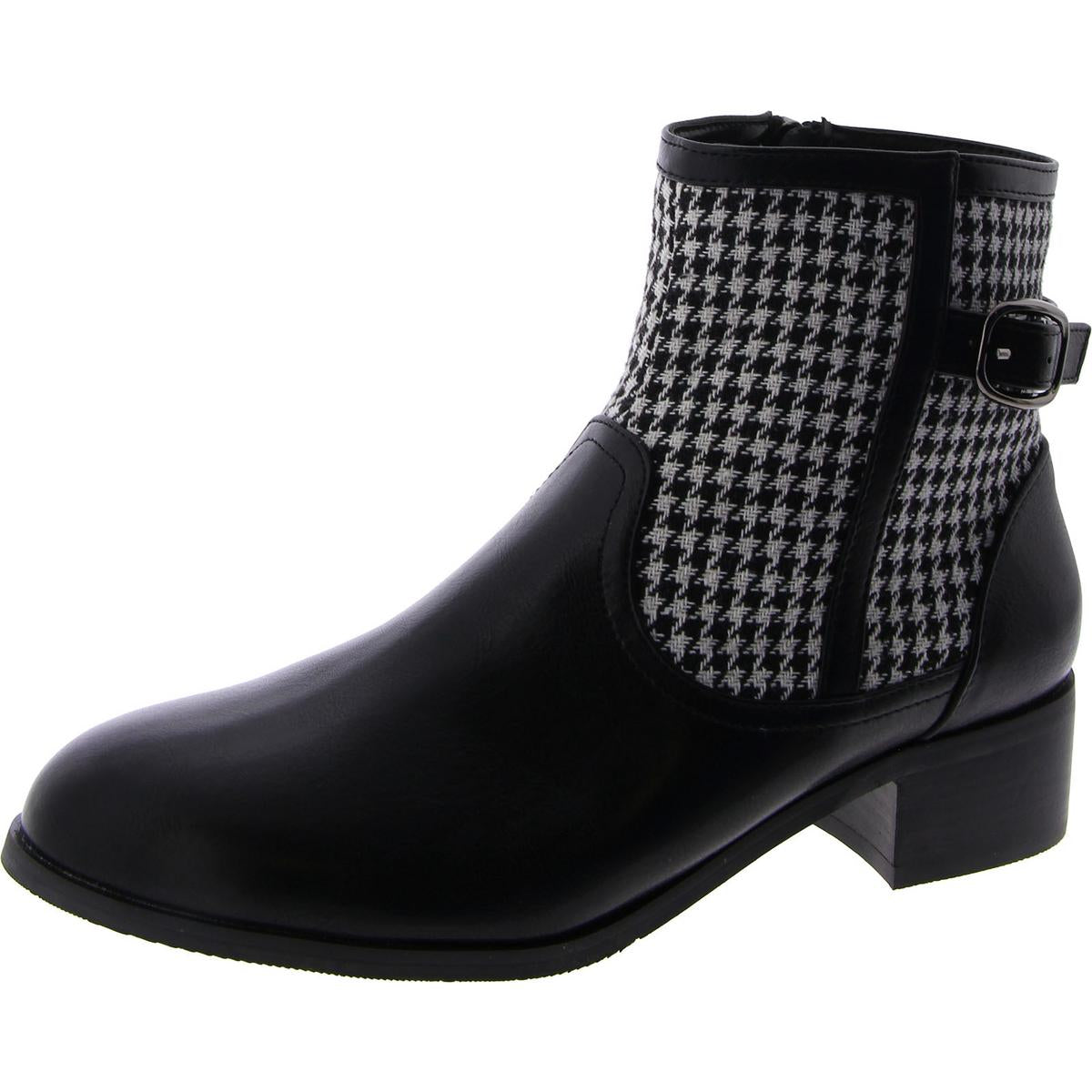 Millie Faux Leather Block Heel Ankle Boots