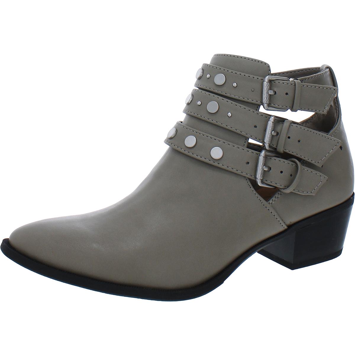 Henna Faux Leather Studded Ankle Boots