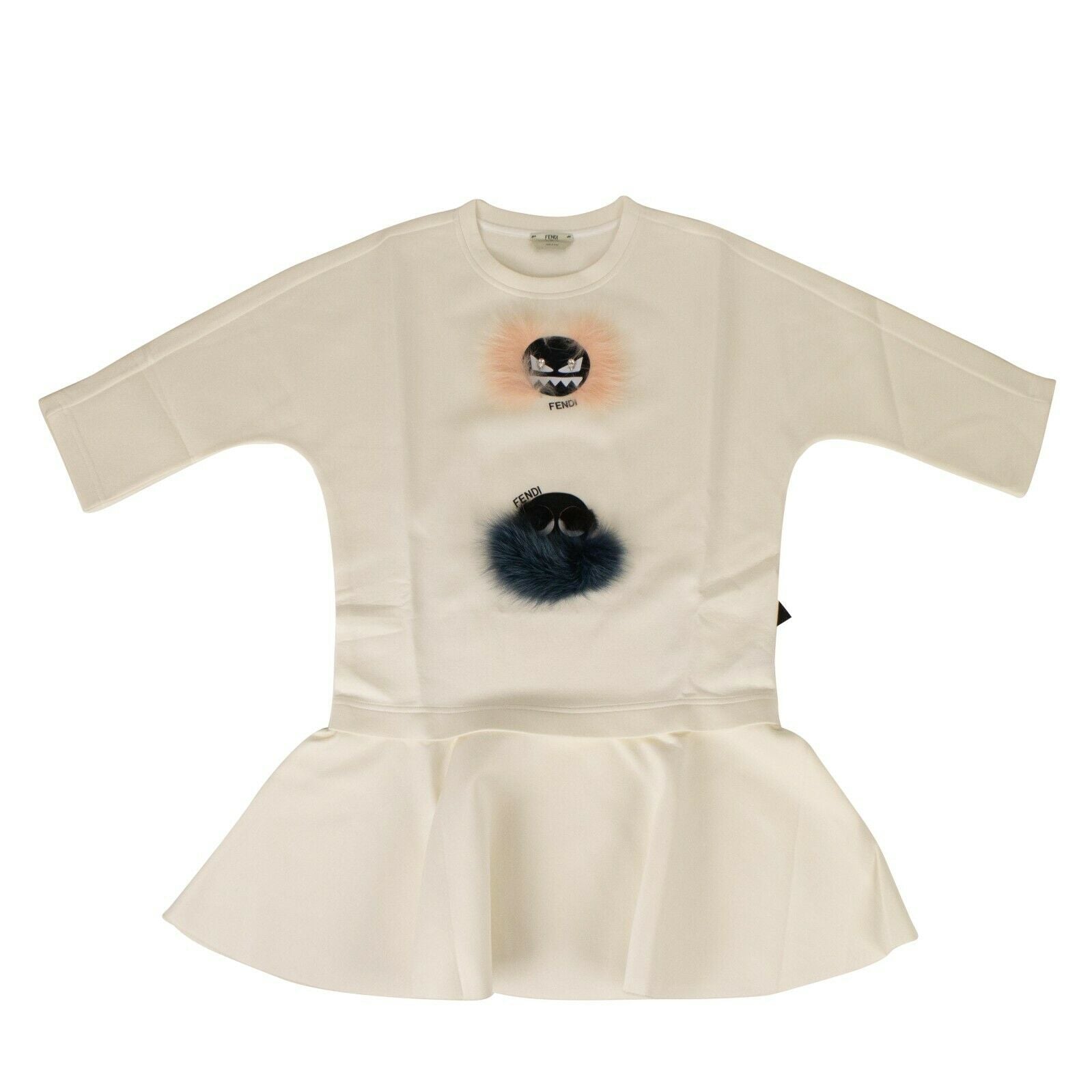 Fendi Fur Bugs Peplum Top - Ivory