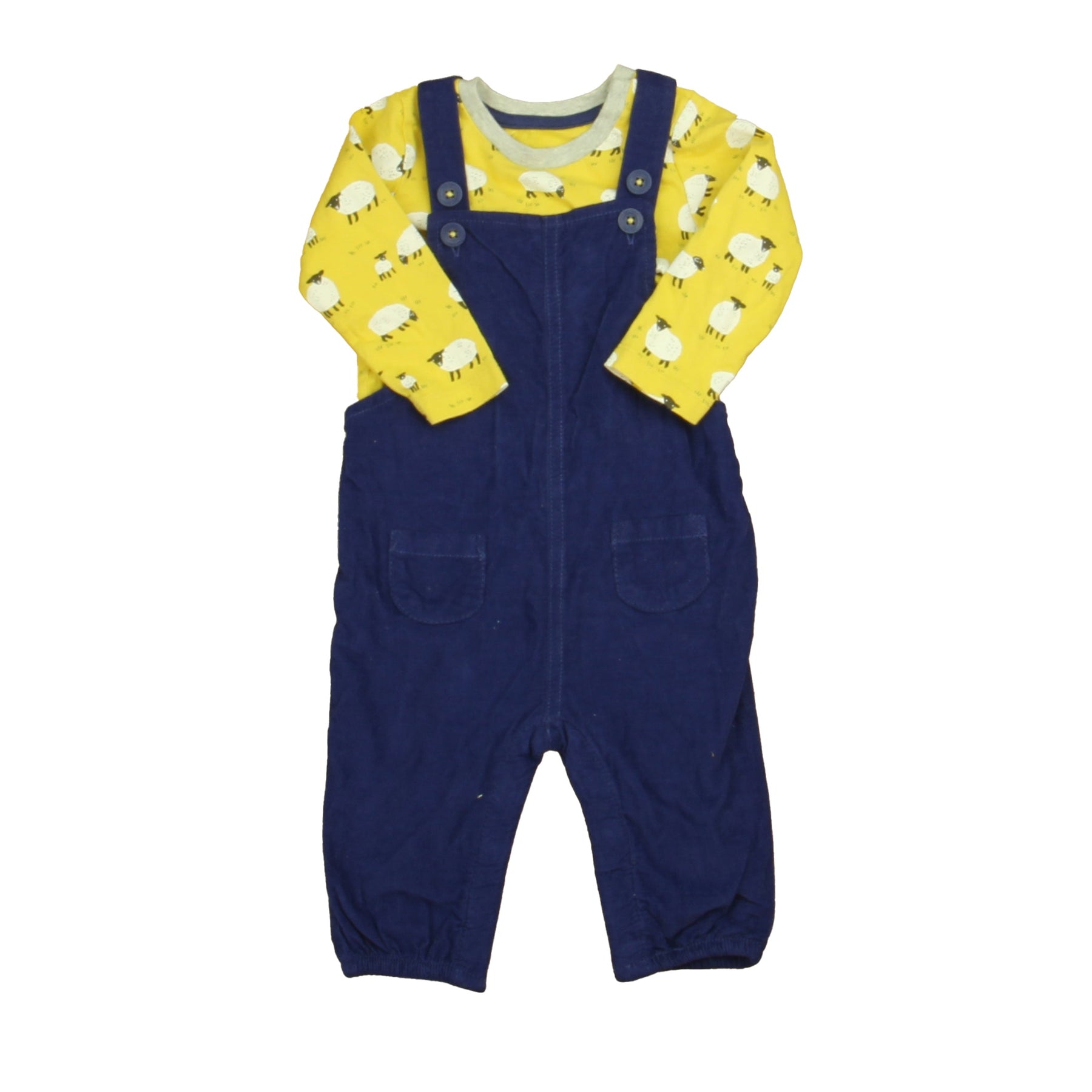 Boden Boys Yellow Sheep | Navy Overalls 7805975003196