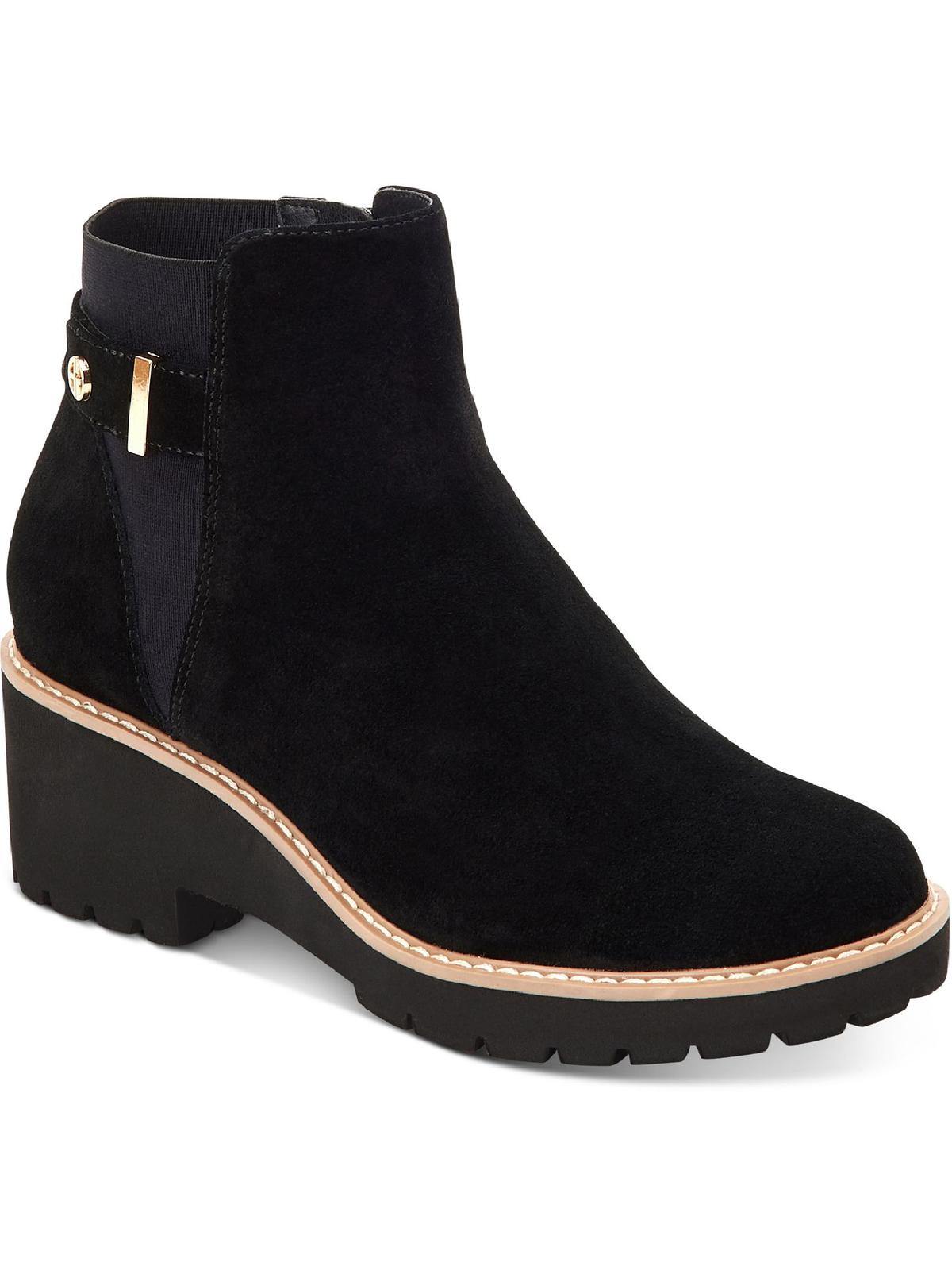 Vaass Womens Suede Ankle Wedge Boots