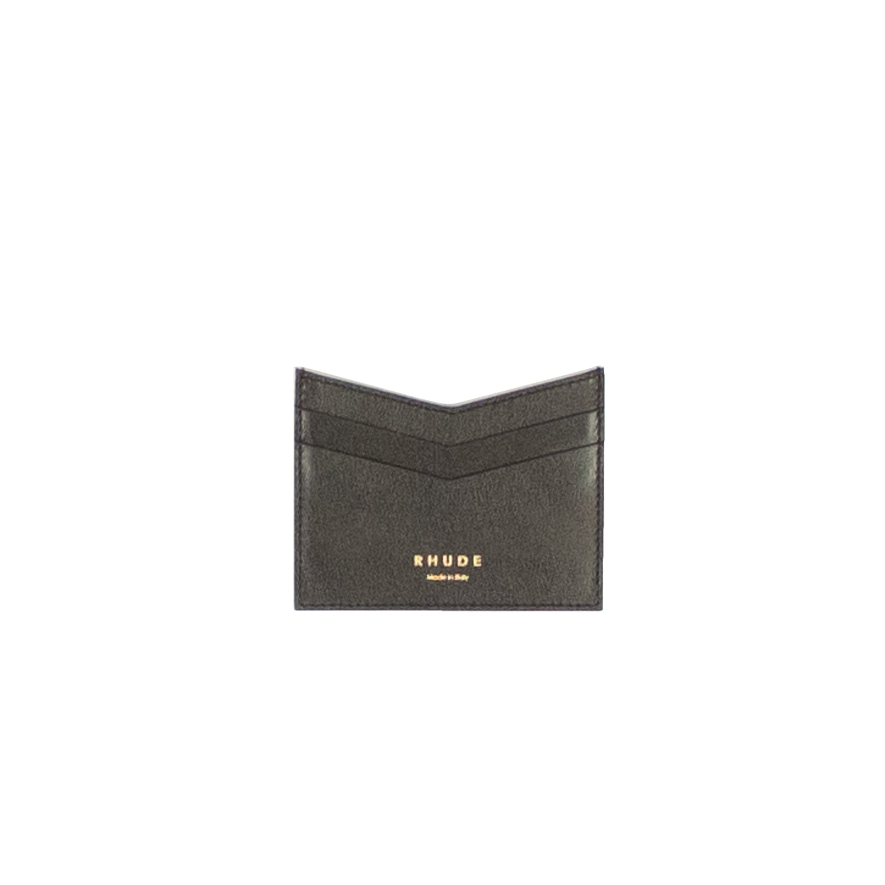 Black Leather Gold Logo Card Holder