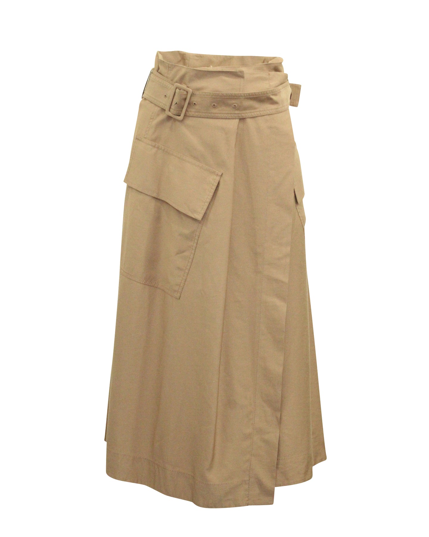 Vince High Rise Belted Midi Skirt in Brown Viscose 7764995833916