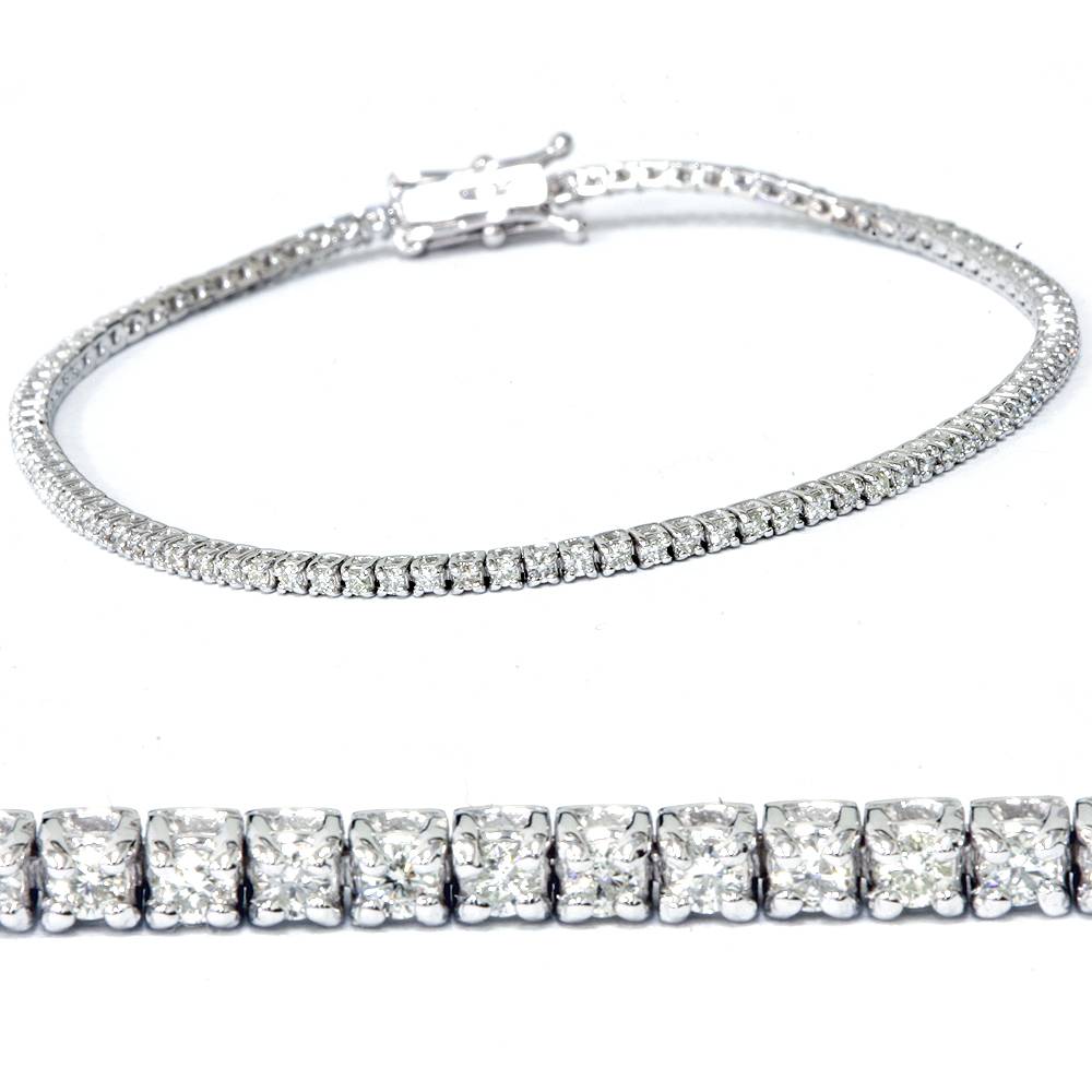 14k White or Yellow Gold Round-Cut Diamond Tennis Bracelet 2cttw 7