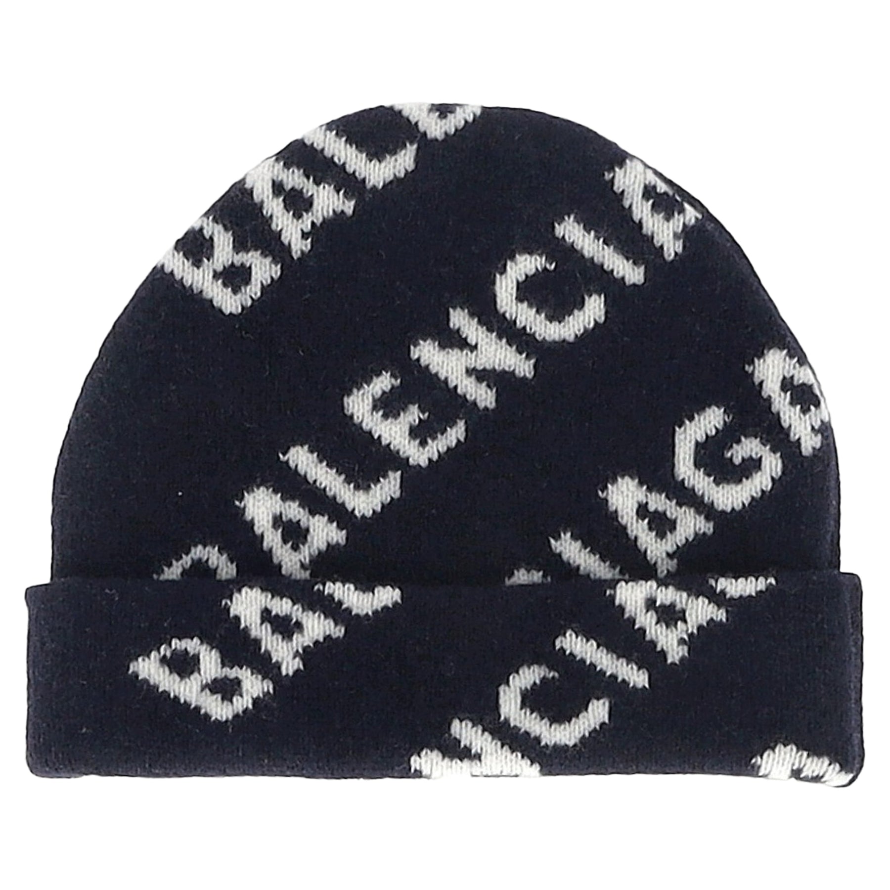 Balenciaga Logo Knit Beanie in Black Wool 7833156943932