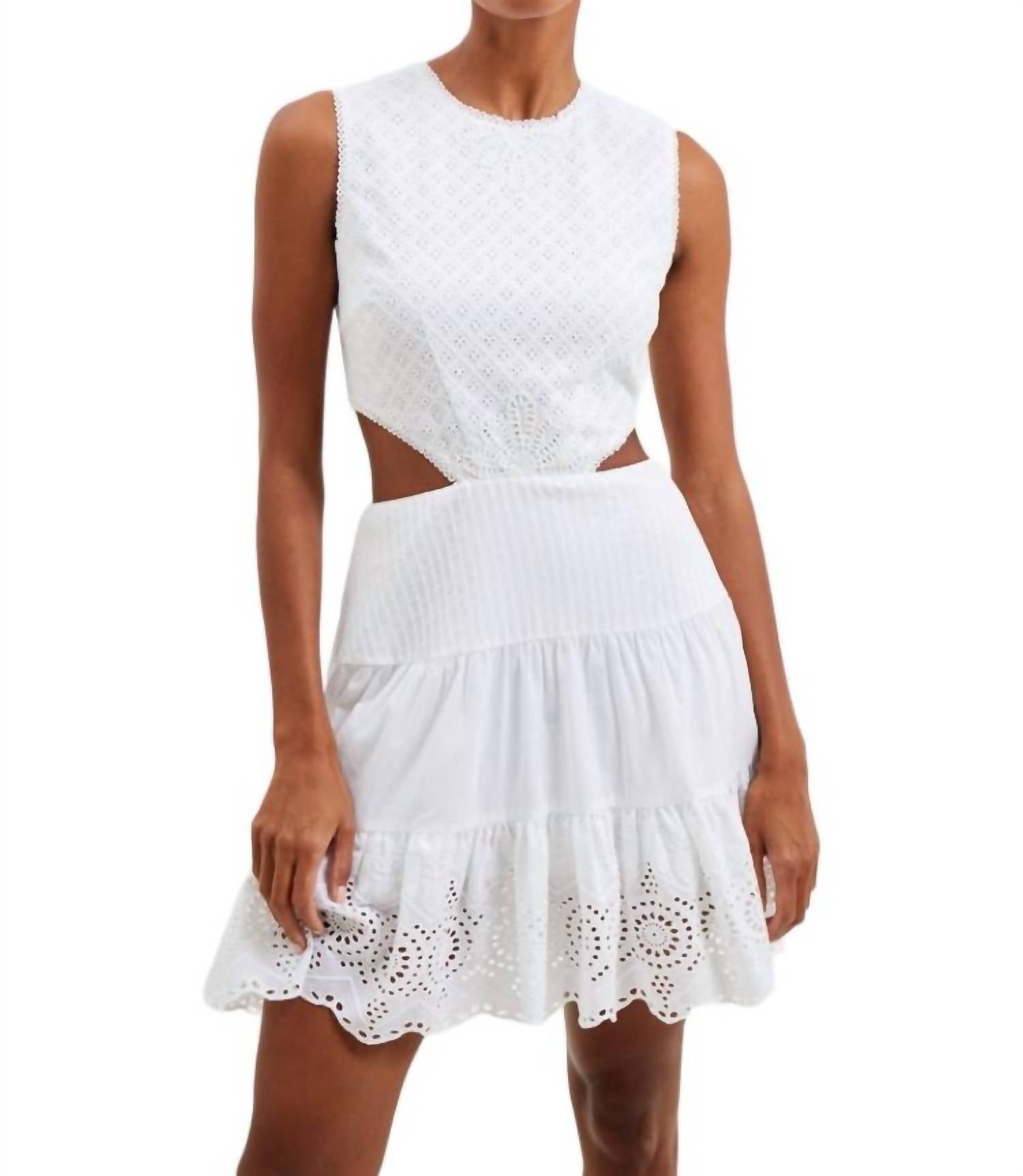 Esse Cotton Mini Dress In White 7733601534012