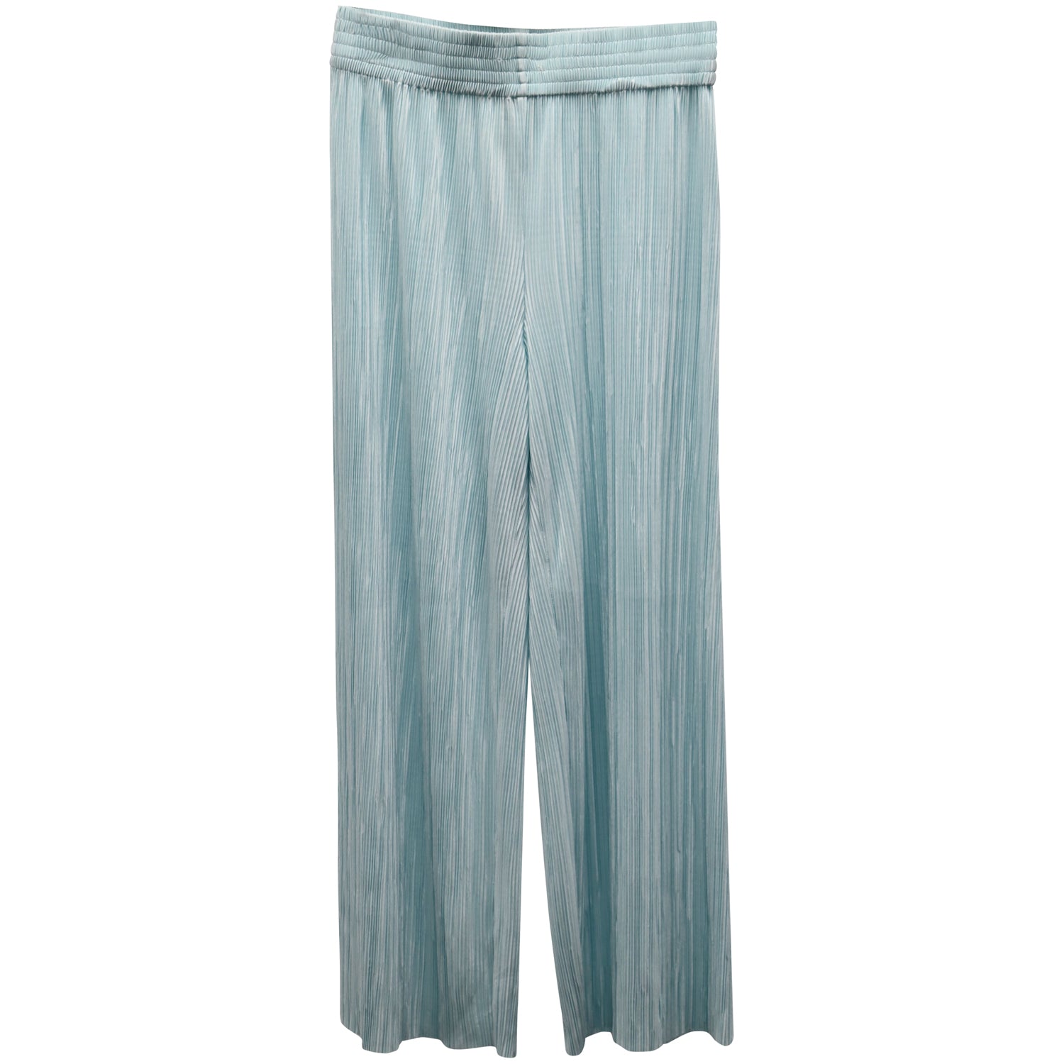 Alice + Olivia Elba Plisse Pull-On Cropped Wide-Leg Pants in Mint Polyester