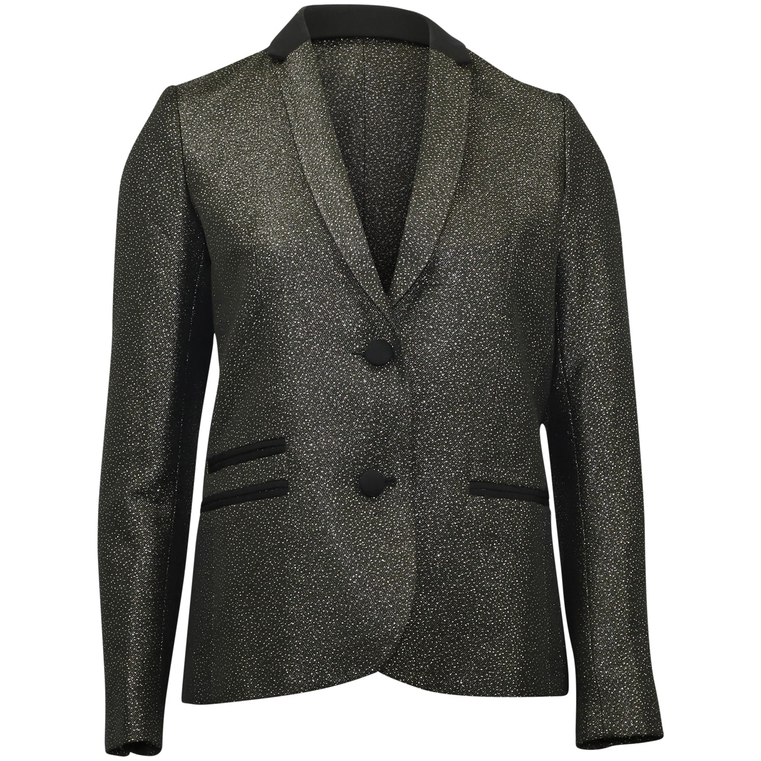 Zadig & Voltaire Vedax Dore Structured Metallic Blazer in Black Acrylic 7748653154364
