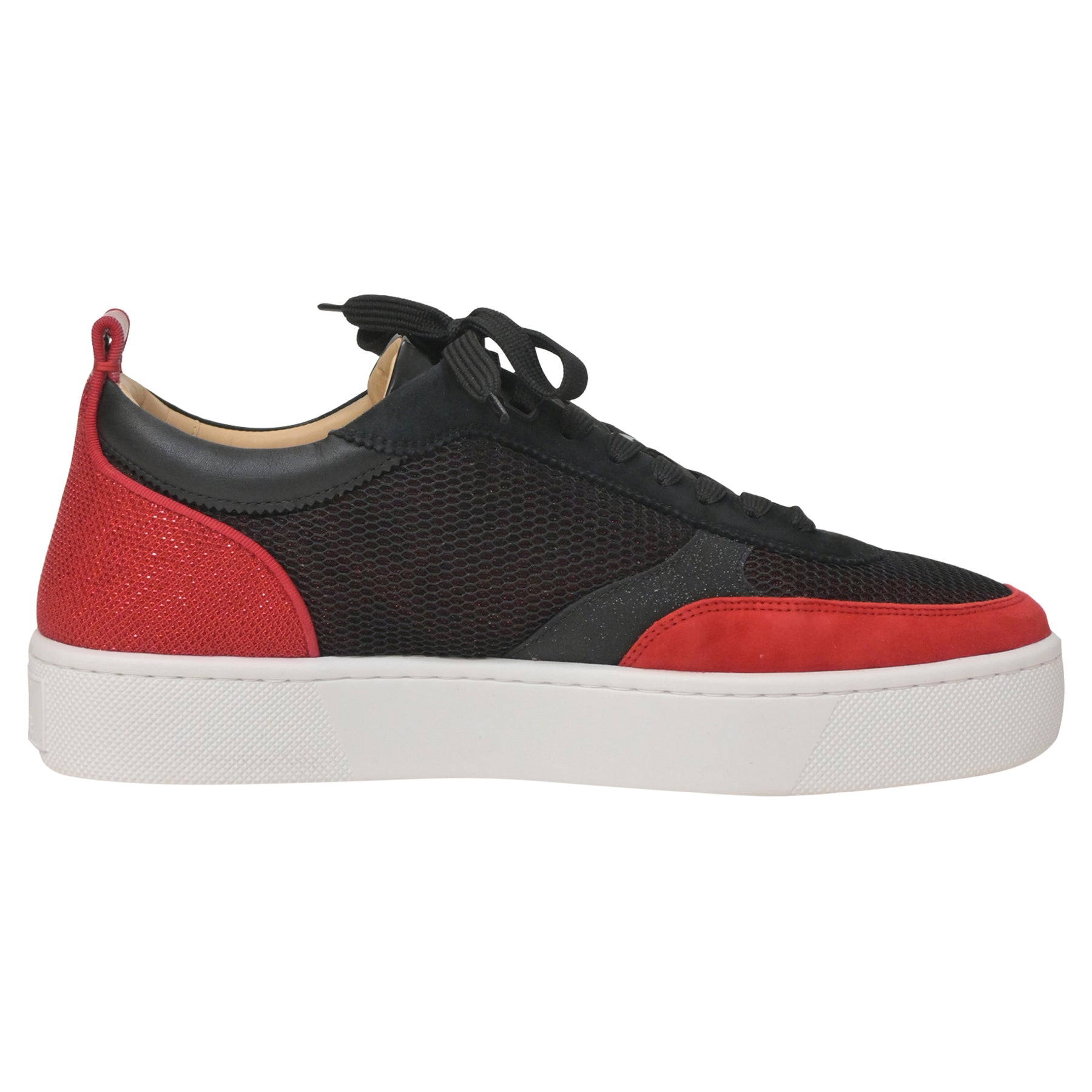Christian Louboutin Happyrui Sneakers in Black Mesh and Red Suede 7748706172988