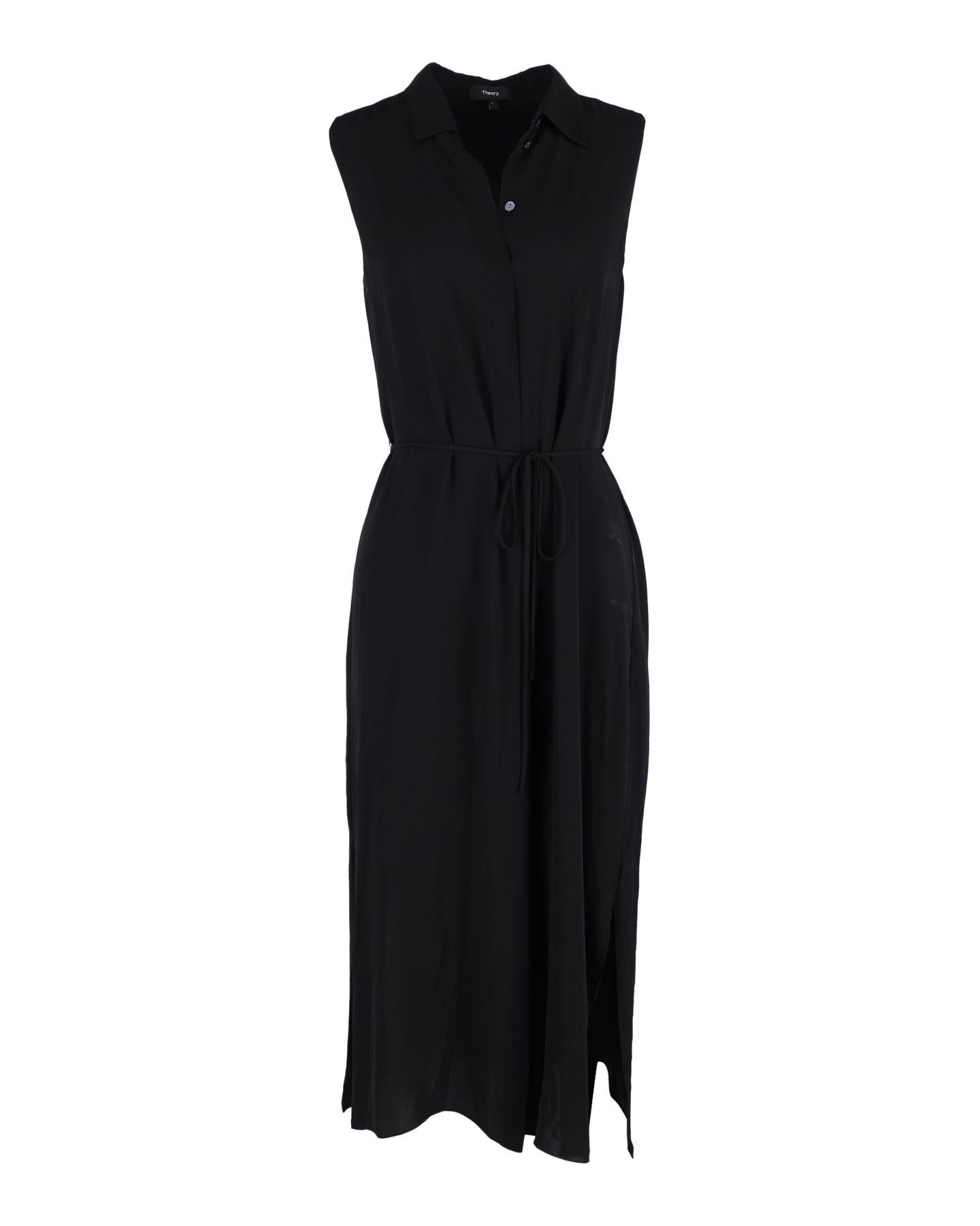 Theory Sleeveless Midi Dress in Black Viscose