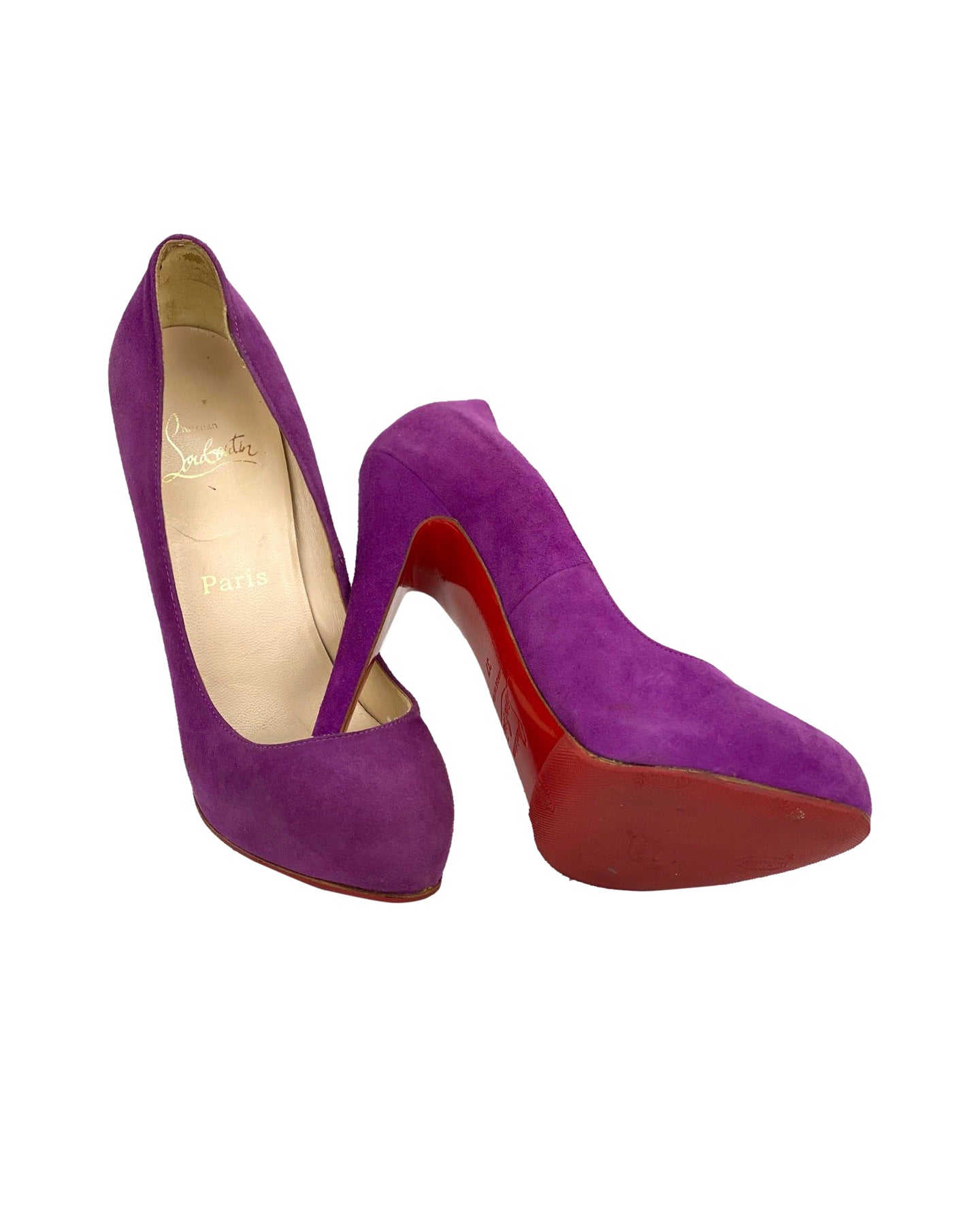 CHRISTIAN LOUBOUTIN Suede Purple Pumps Heels SZ 37 / Us 7 100% AUTHENTIC Pre owned 7748748214332