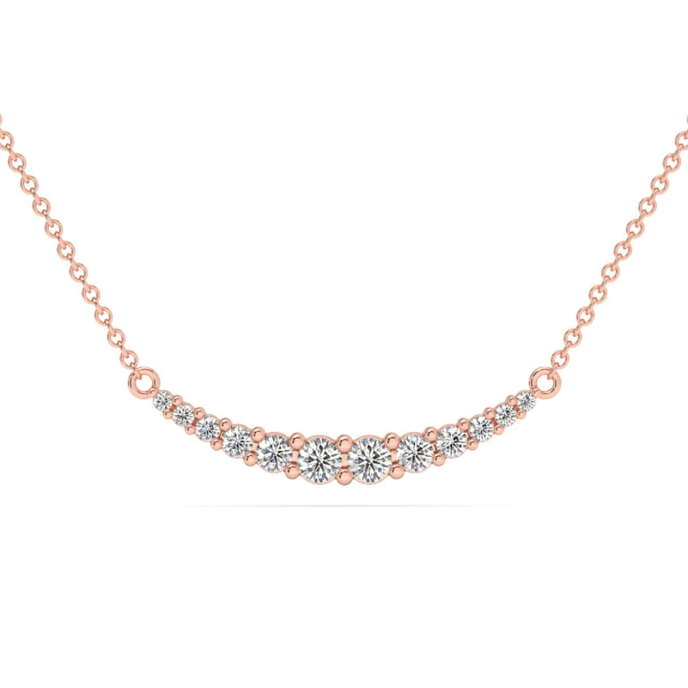 1/2Ct TW Diamond Graduated Bar Necklace 14k Gold Lab Grown Pendant 28mm