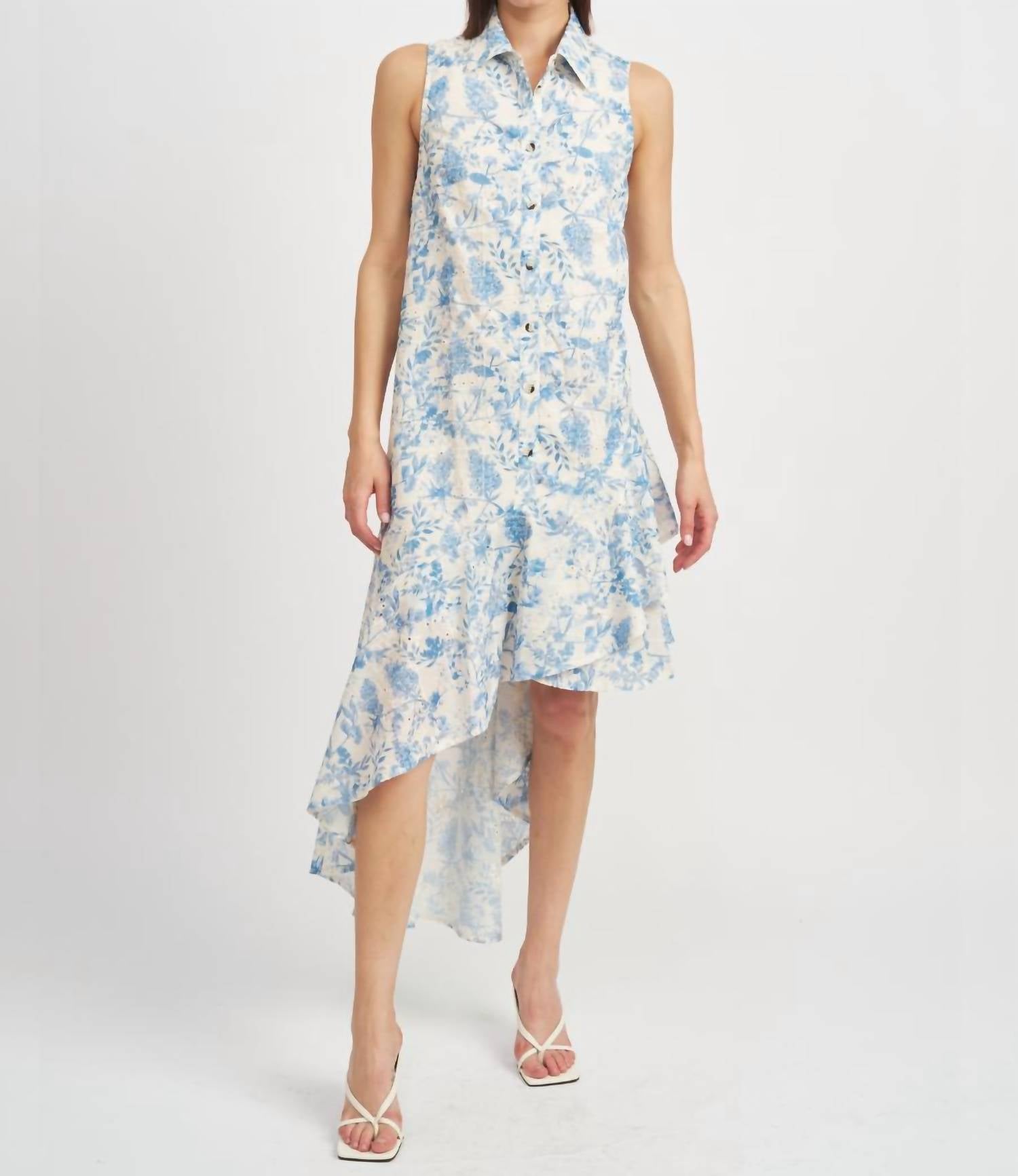 Davina Asymmetric Dress In Blue 7827043549244