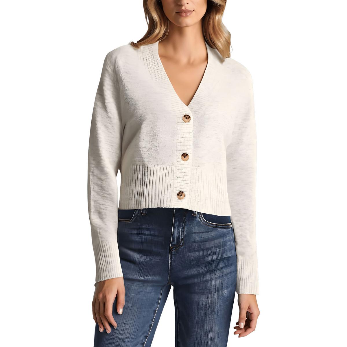 Ribbed Trim Knit Button-Up