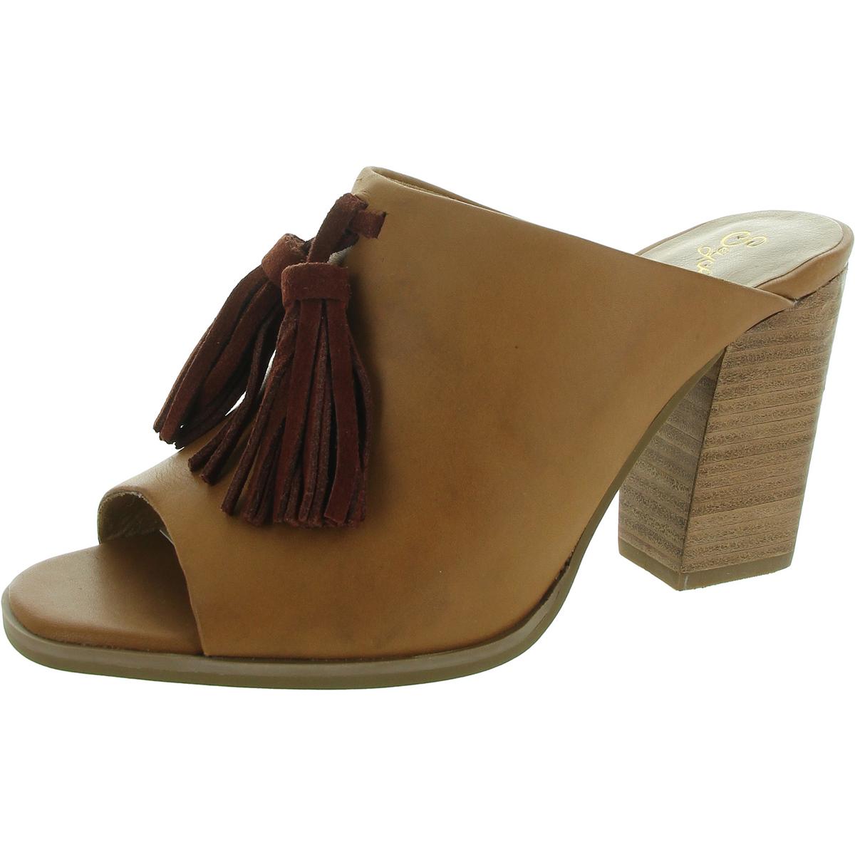 Under The Moon Tassel Leather Block Heel