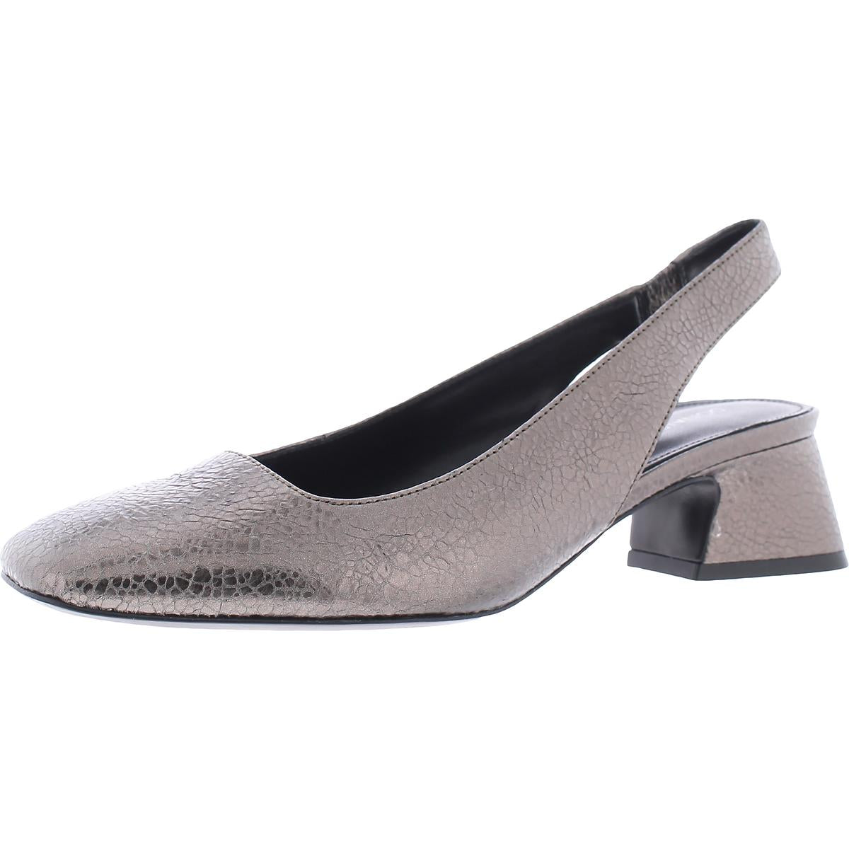 Breea Metallic Slip On Slingback Heels
