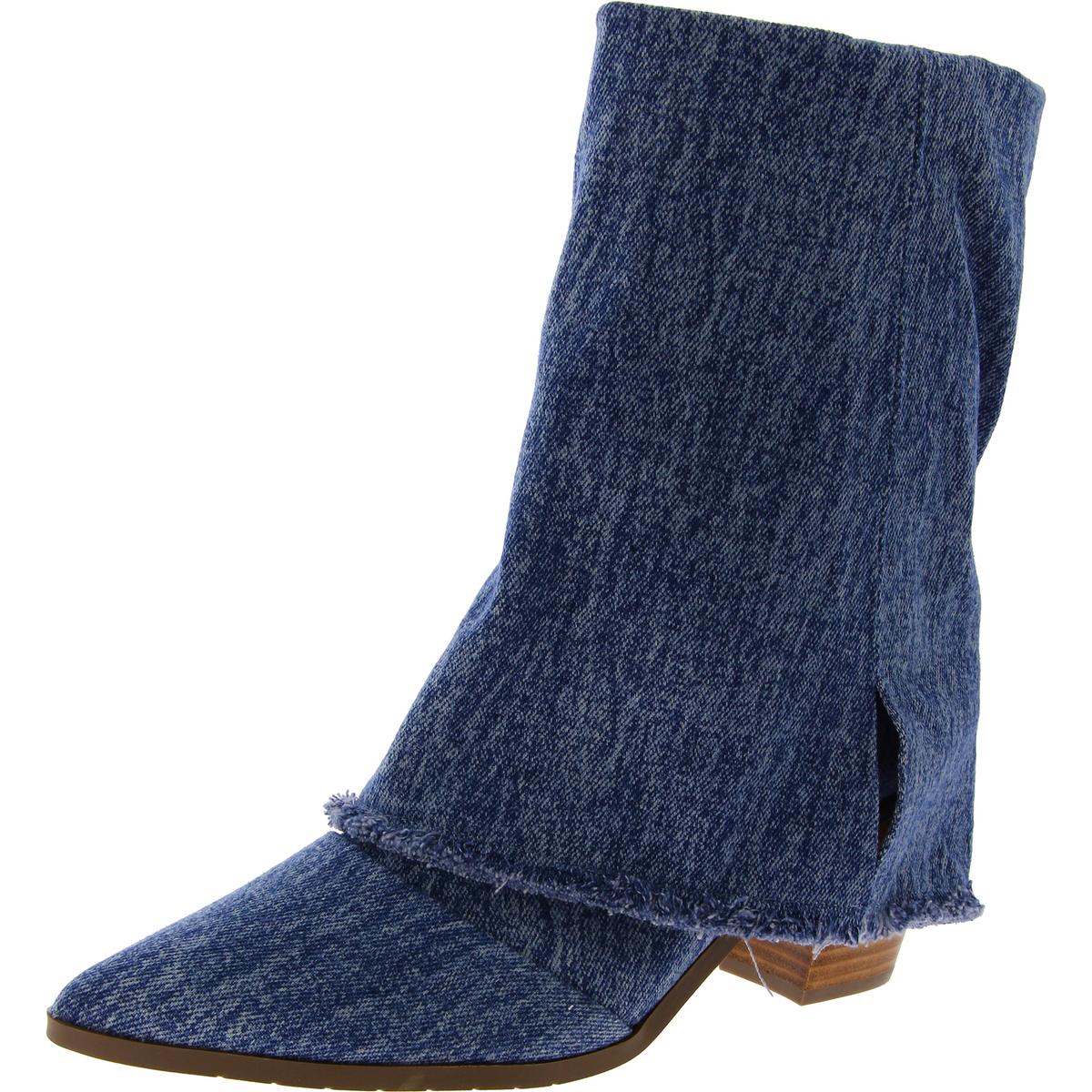 Miranda Denim Pointed Toe Mid-Calf Boots