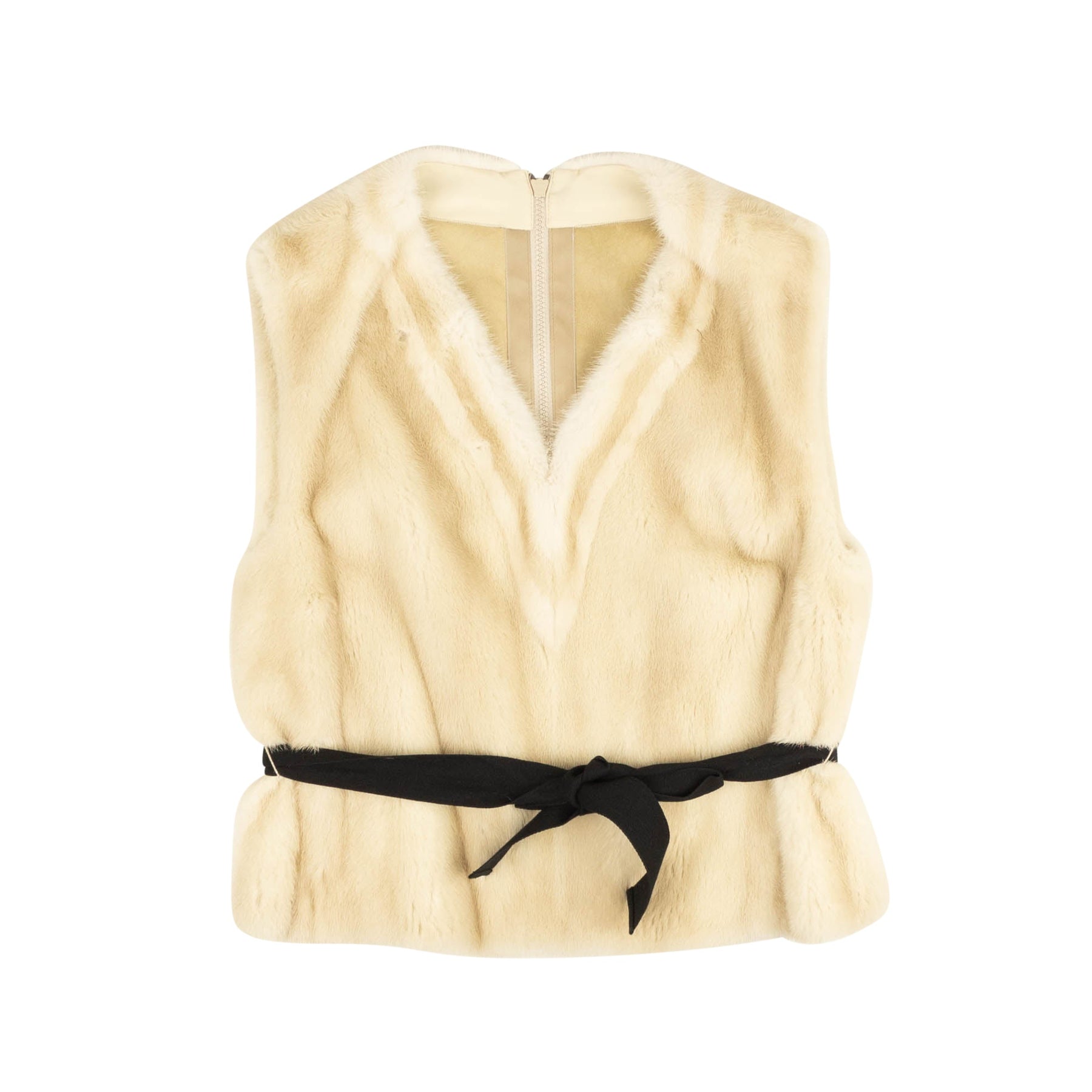 Tan Genuine Mink Fur Vest