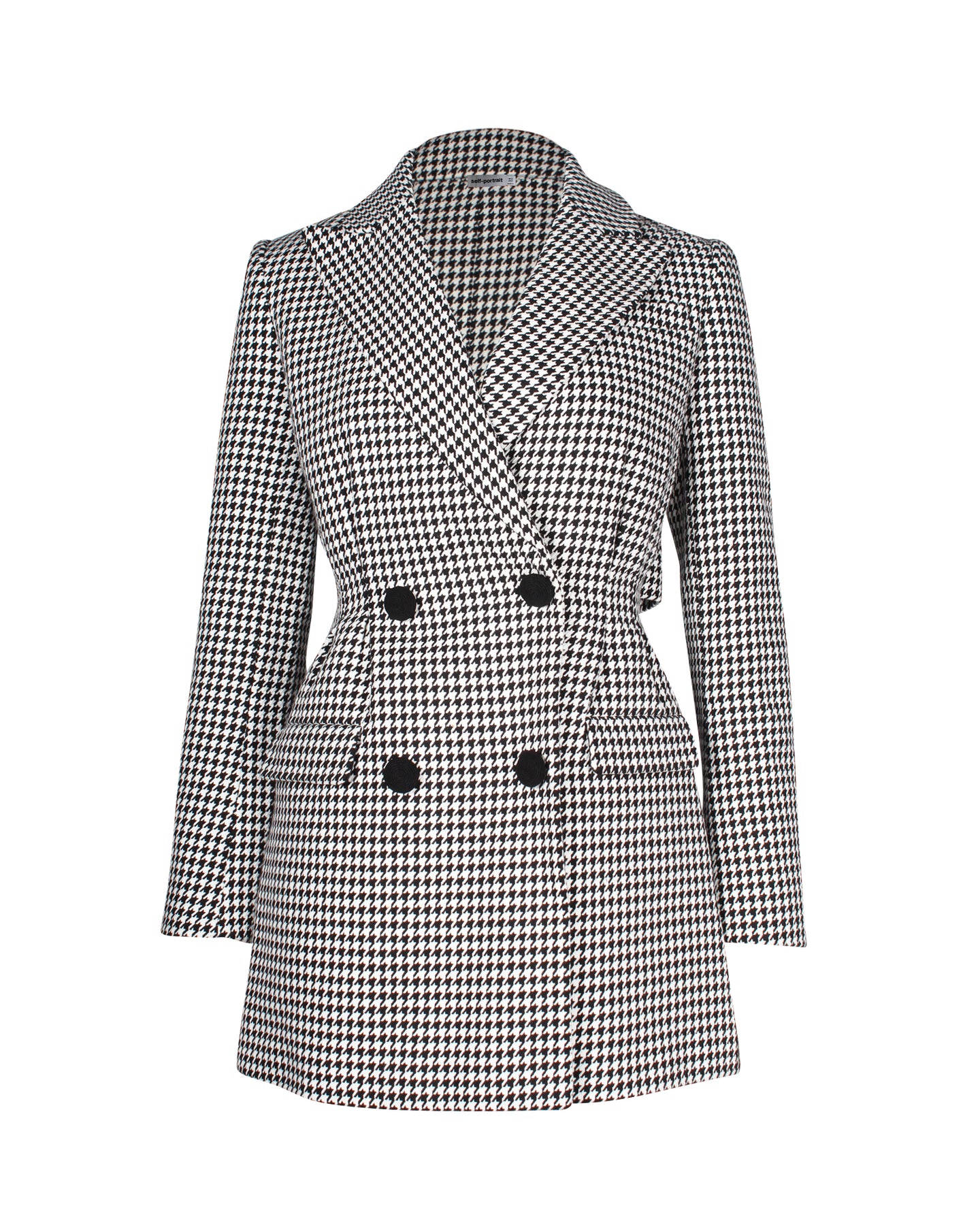 Self-Portrait Houndstooth Mini Dress in Black Cotton 7703687987260